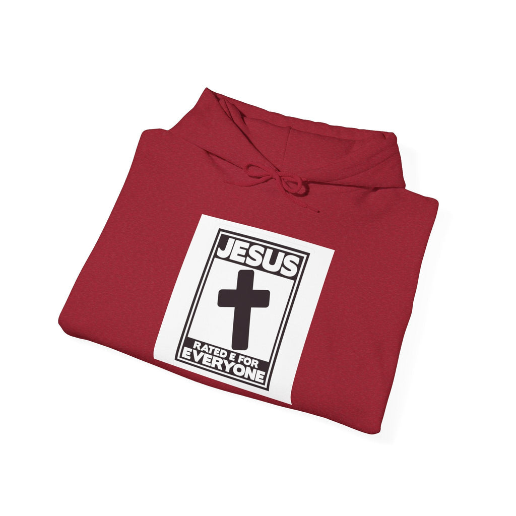 Jesus, Rated E for Everyone Hoodie - Gamer Faith Hoodie - Christian Video Game Parody Printify