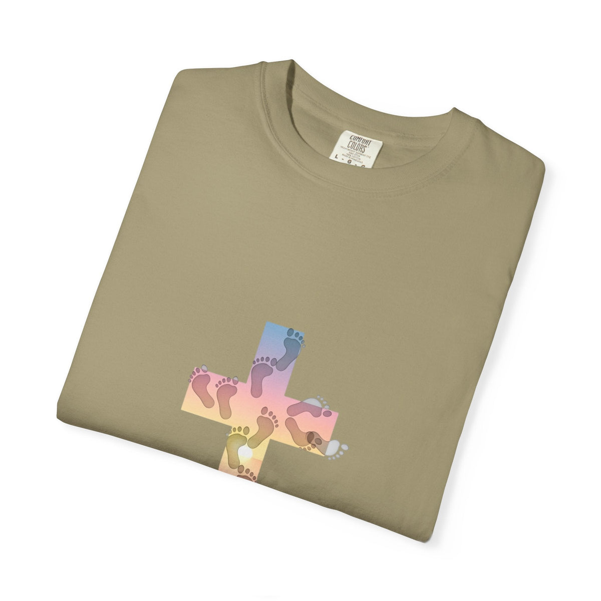 Walk by Faith T-Shirt – Cross & Footprints Christian Tee for Bold Believers Printify