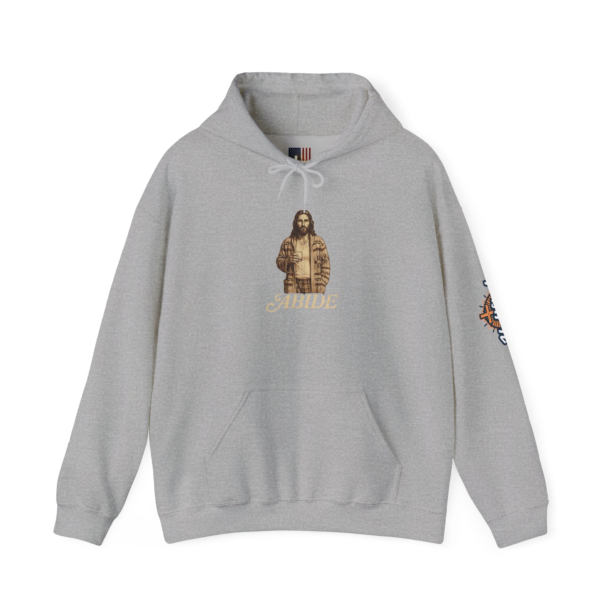 Abide Jesus Hoodie — Vintage 'The Dude' Religious Graphic Hoodie Printify
