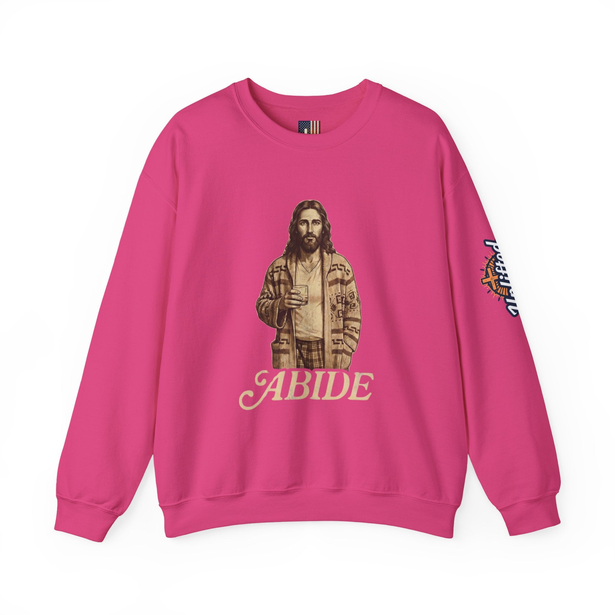 Abide Jesus Sweatshirt — Vintage 'The Dude' Religious Graphic Sweatshirt Printify