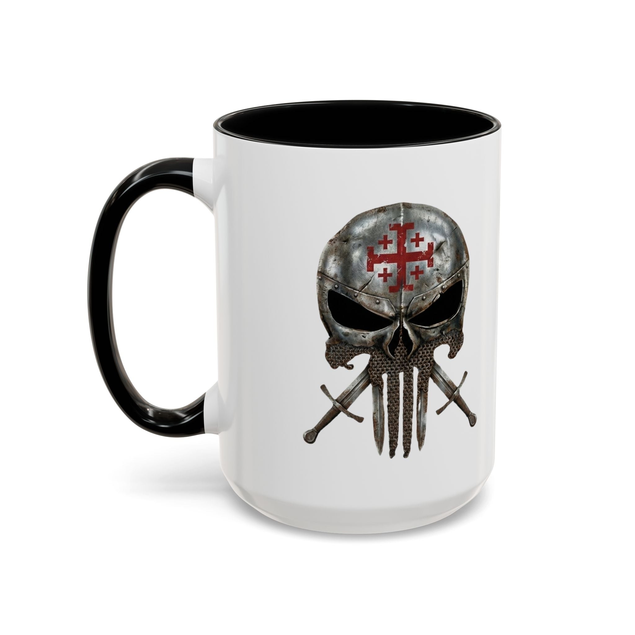 Crusader Knight Coffee Mug — 'Armor of God' Christian Skull 11/15oz Accent Mug Printify