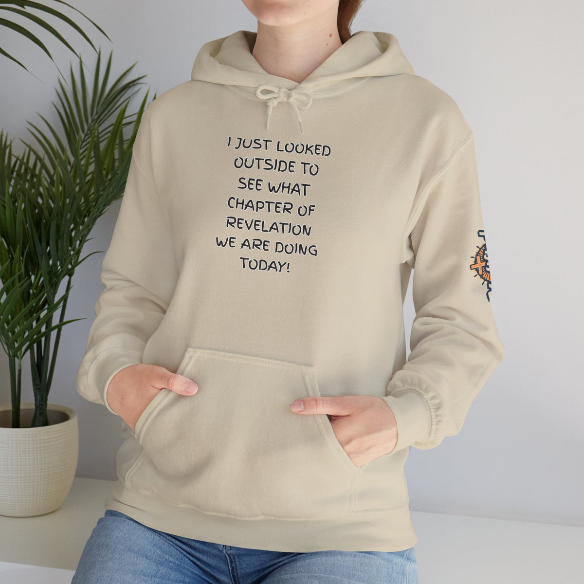 What Chapter of Revelation Hoodie – I Looked Outside My Window Christian Sweatshirt for End Times Humor & Faith Printify