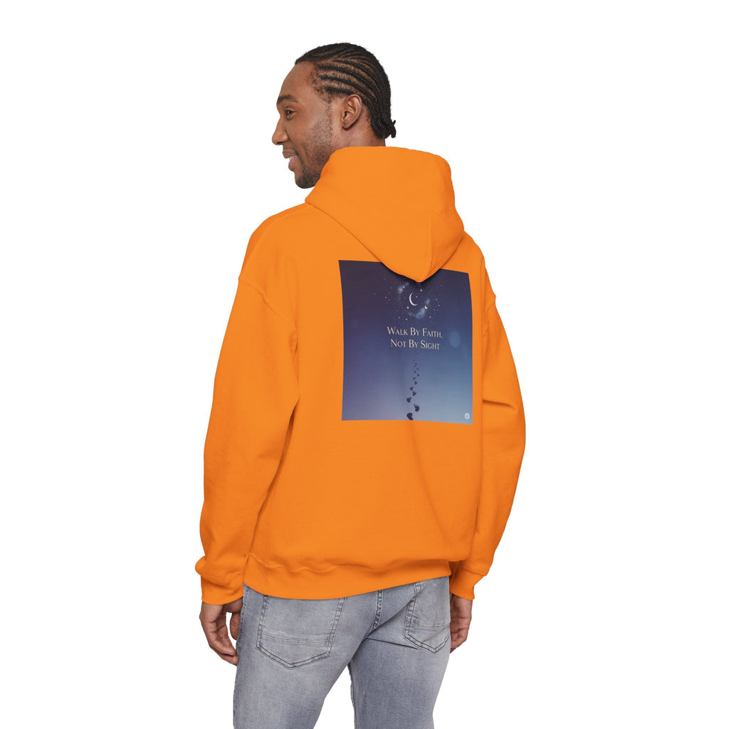 Walk by Faith, Not by Sight Hoodie – Moonlit Footprints Christian Hoodie for Cozy Nights Printify