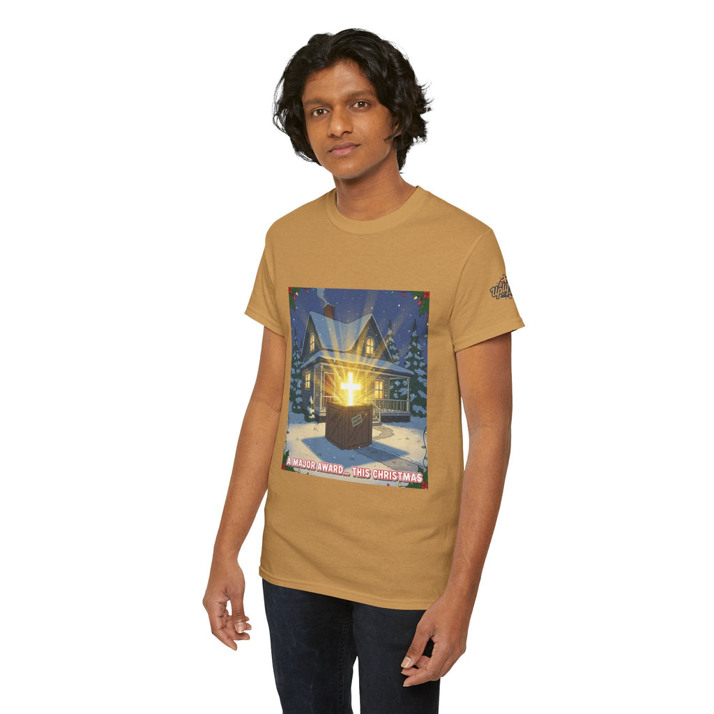 A Major Award This Christmas T-shirt – Fragile Leg Lamp Parody Cross Unboxing Christian T-shirt for Hilarious Faith & Holiday Glow Printify