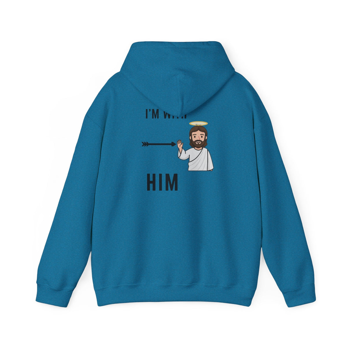 🔥 I’m With Him → Christian Hoodie | Arrow Pointing to Jesus | Minimalist Faith Tee | Subtle Cross Design | Bible-Inspired Apparel by Uplifted Gear Printify