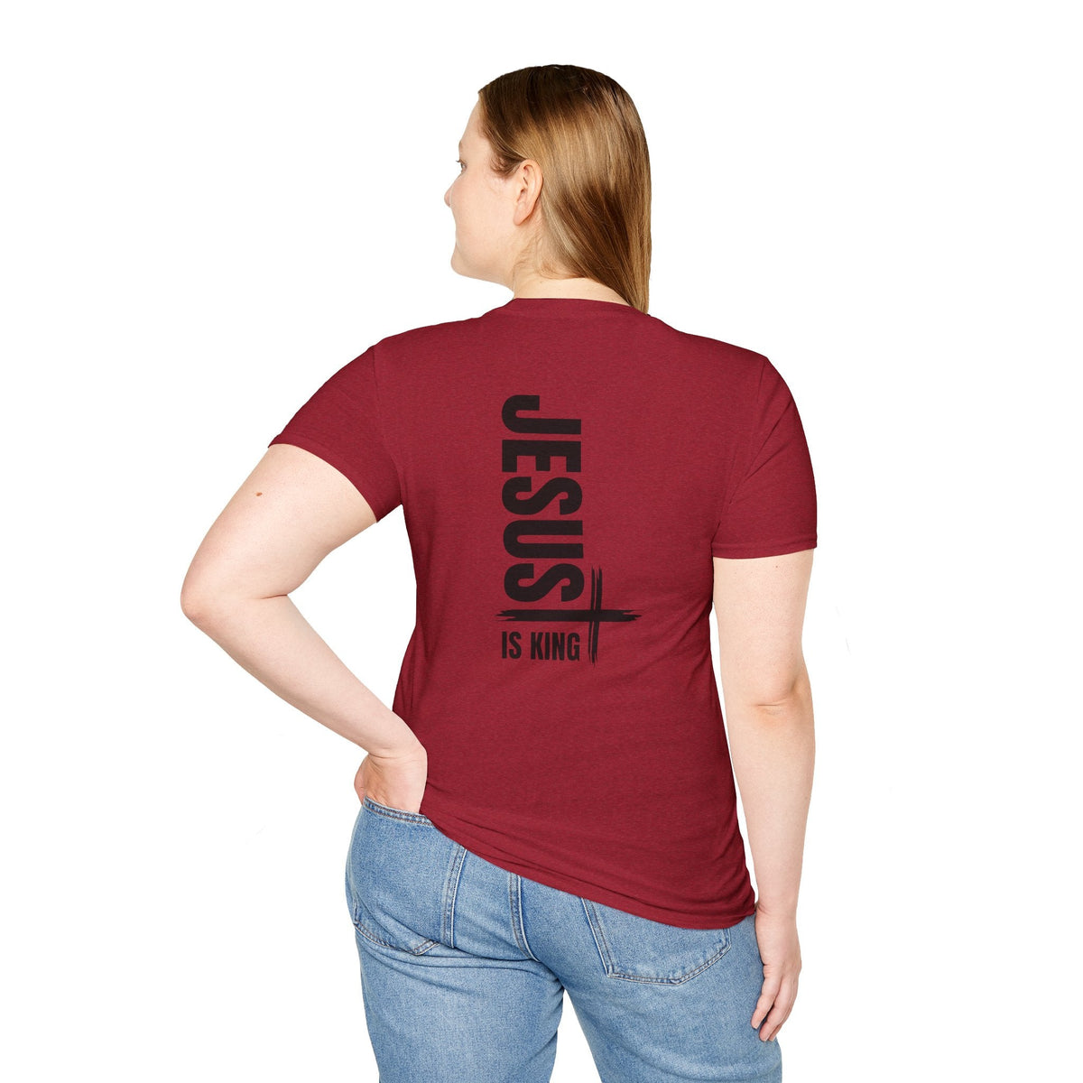 Jesus Is King T-shirt | Modern Typographic Cross Christian T-shirt Printify