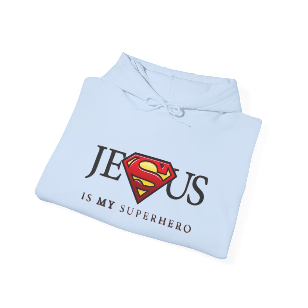 Jesus Is My Superhero Hoodie — Christian Faith Graphic Pullover Printify