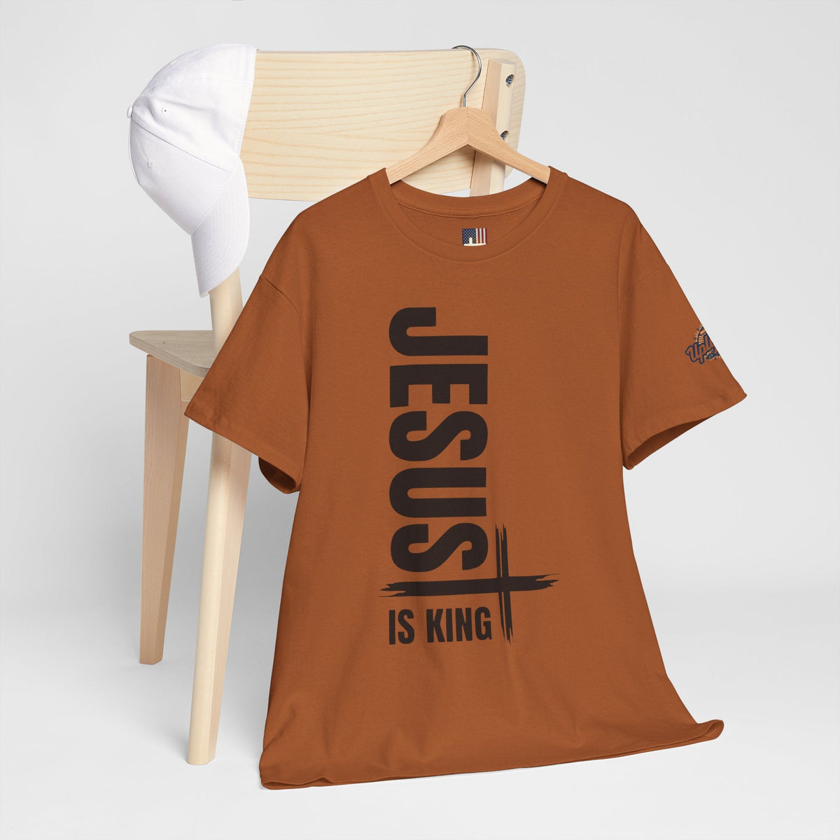 Jesus Is King T-shirt | Modern Typographic Cross Christian T-shirt Printify