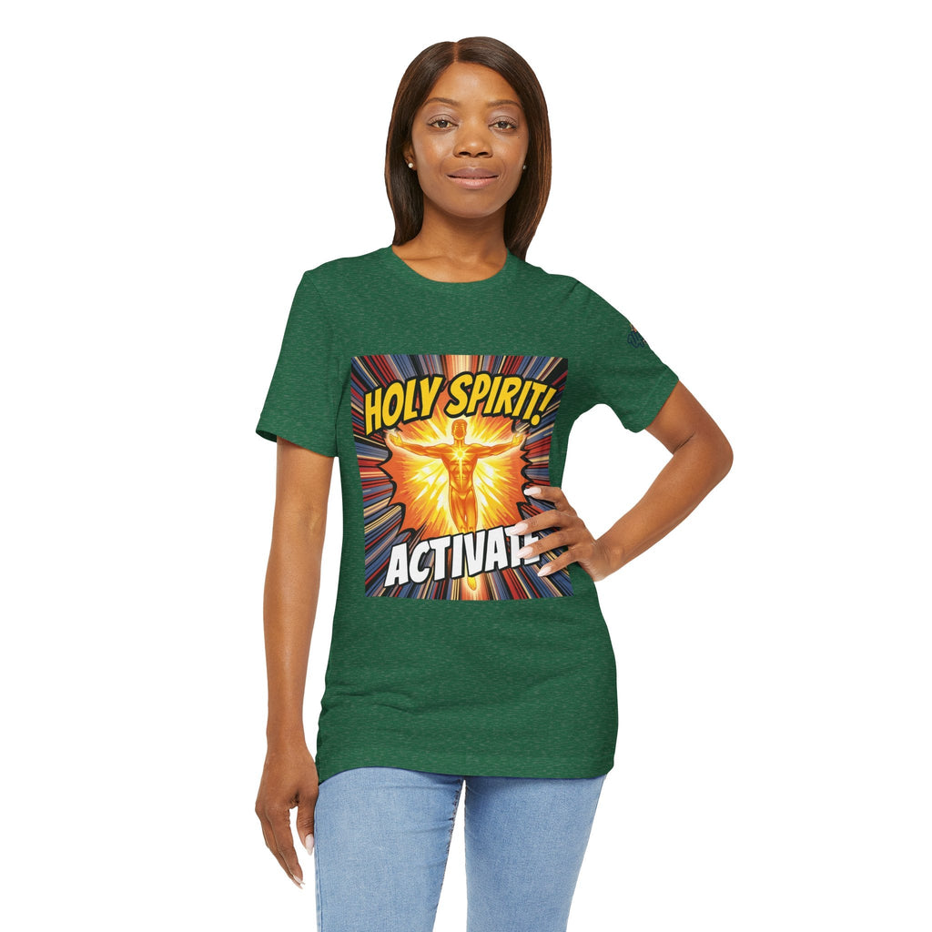 Holy Spirit Activate T-shirt – Superhero Christian T-shirt with Vibrant Power-Up Design for Faith-Fueled Boldness Printify