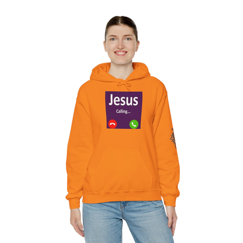 Jesus Calling Hoodie – Funny Cell Phone Screen Christian Sweatshirt for Divine Connection & Faith Humor Printify