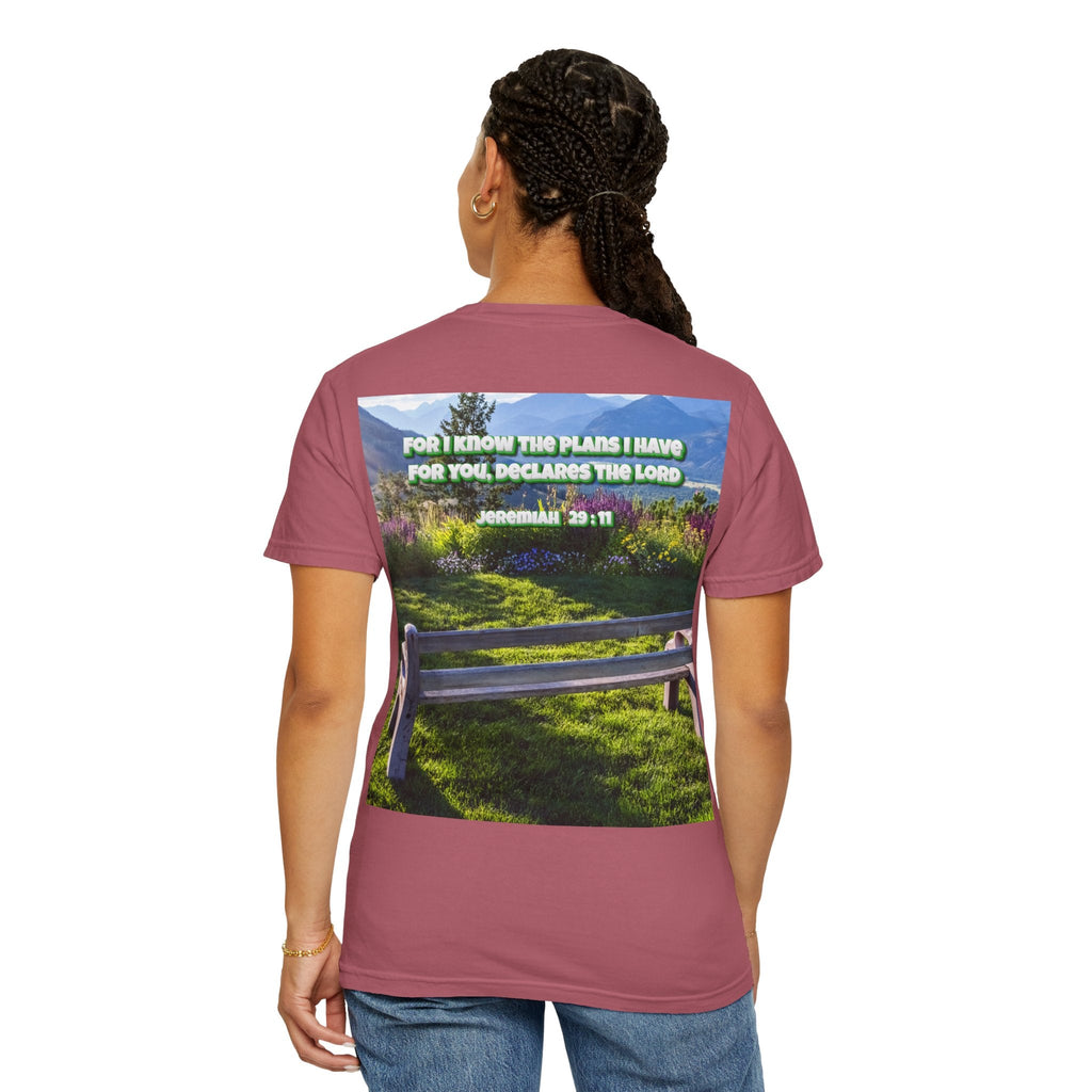 Bible Verse Unisex Garment-Dyed T-shirt  - Jeremiah 29 : 11 Printify