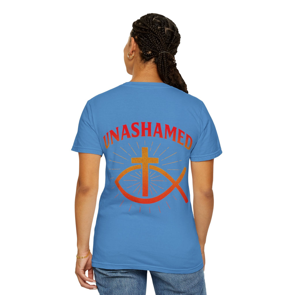 Unashamed T-shirt – Ichthys Jesus Fish & Cross Christian Sweatshirt for Romans 1:16 Bold Faith Printify