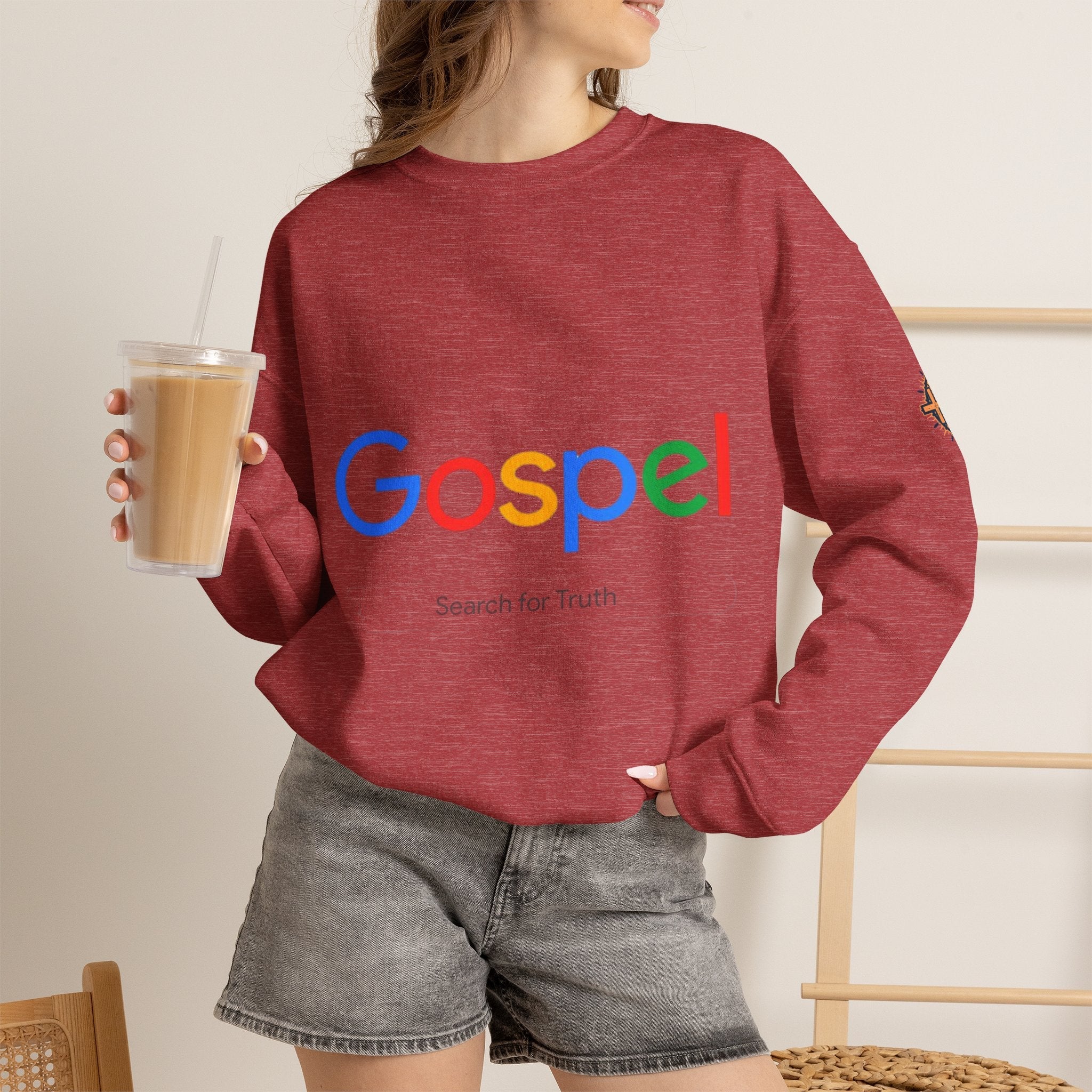 Gospel Graphic Sweatshirt — "Gospel" Colorful Logo Christian Sweatshirt Printify