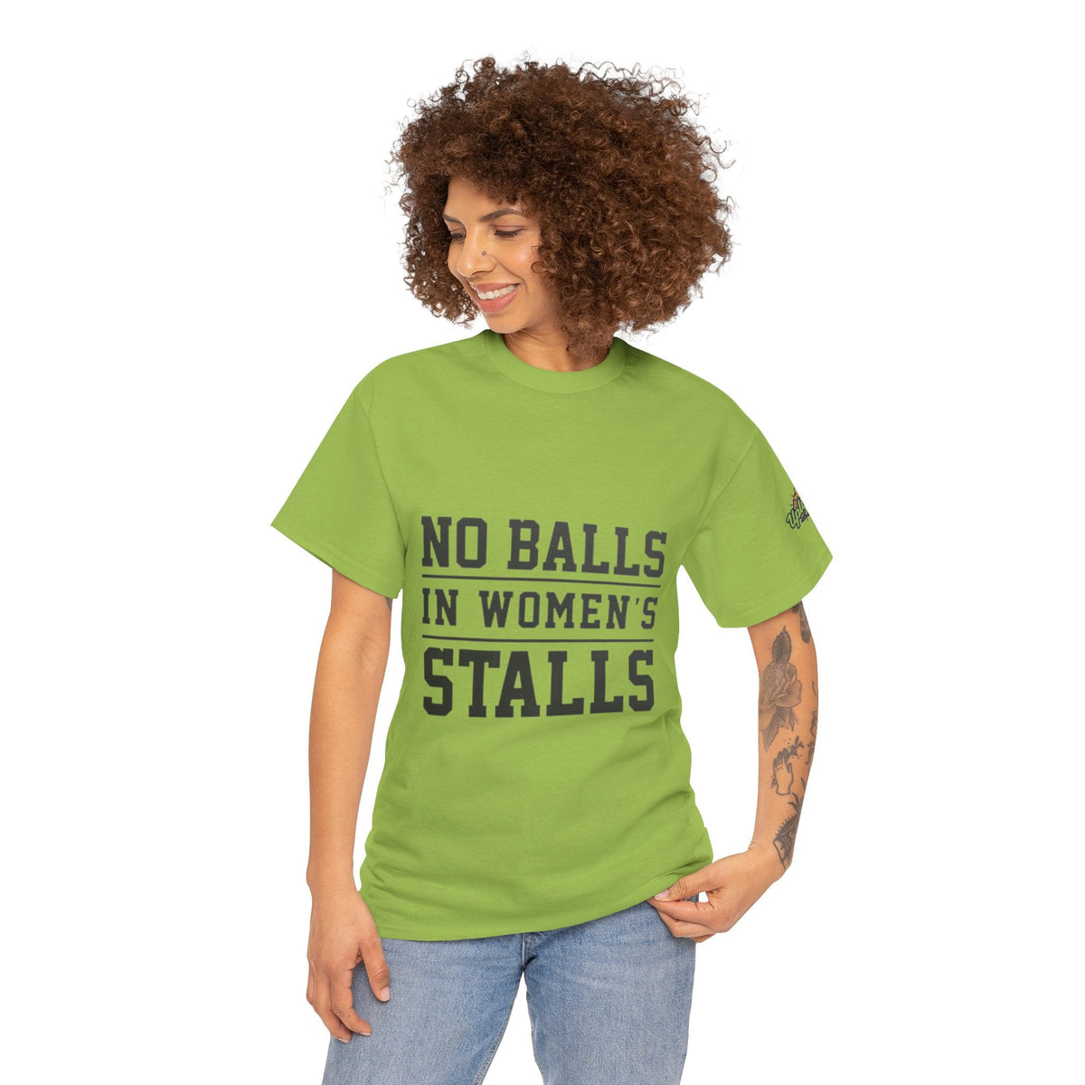 No Balls in Women's Stalls Retro Protest T-Shirt Printify
