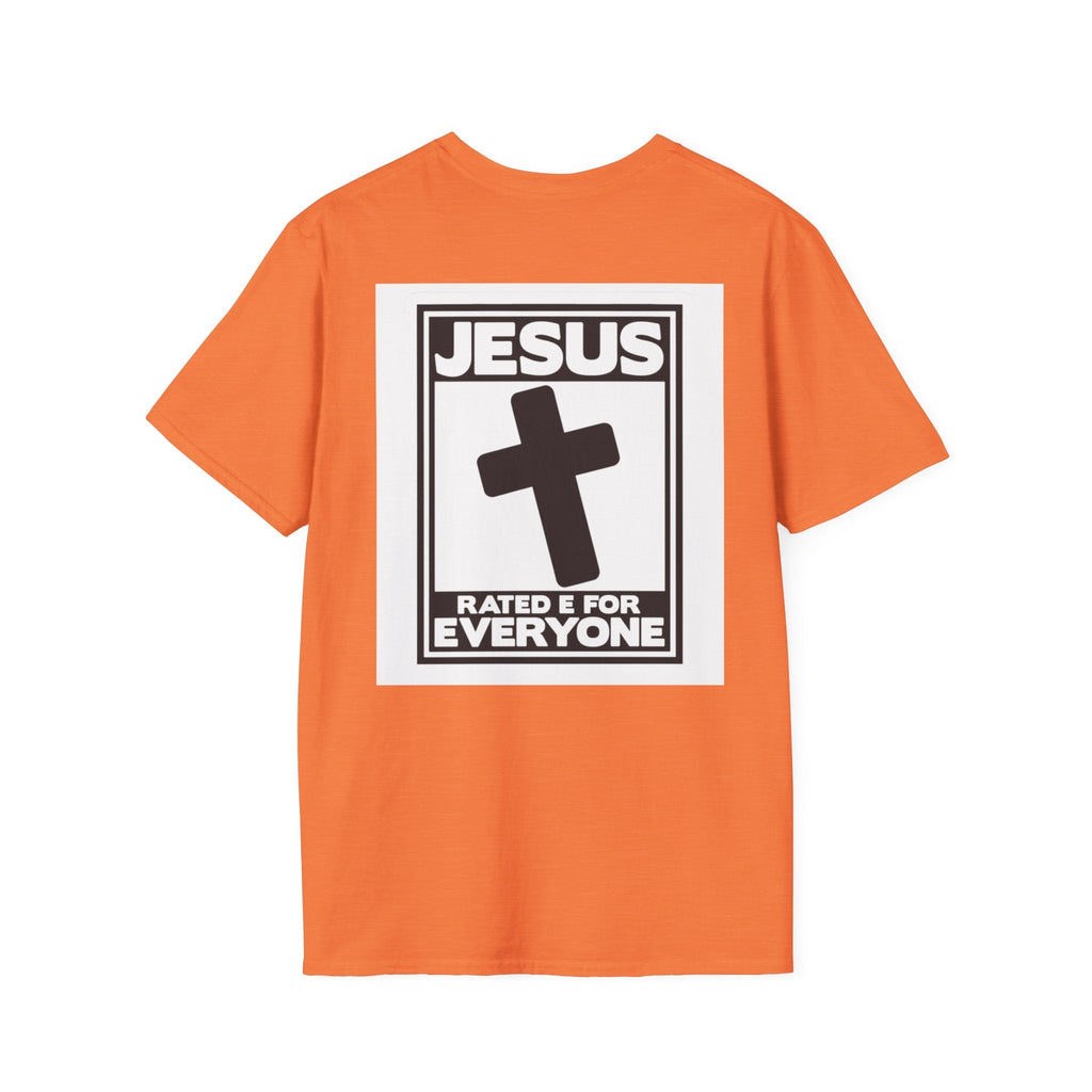 Jesus, Rated E for Everyone T-shirt - Gamer Faith T-shirt - Christian Video Game Parody Printify
