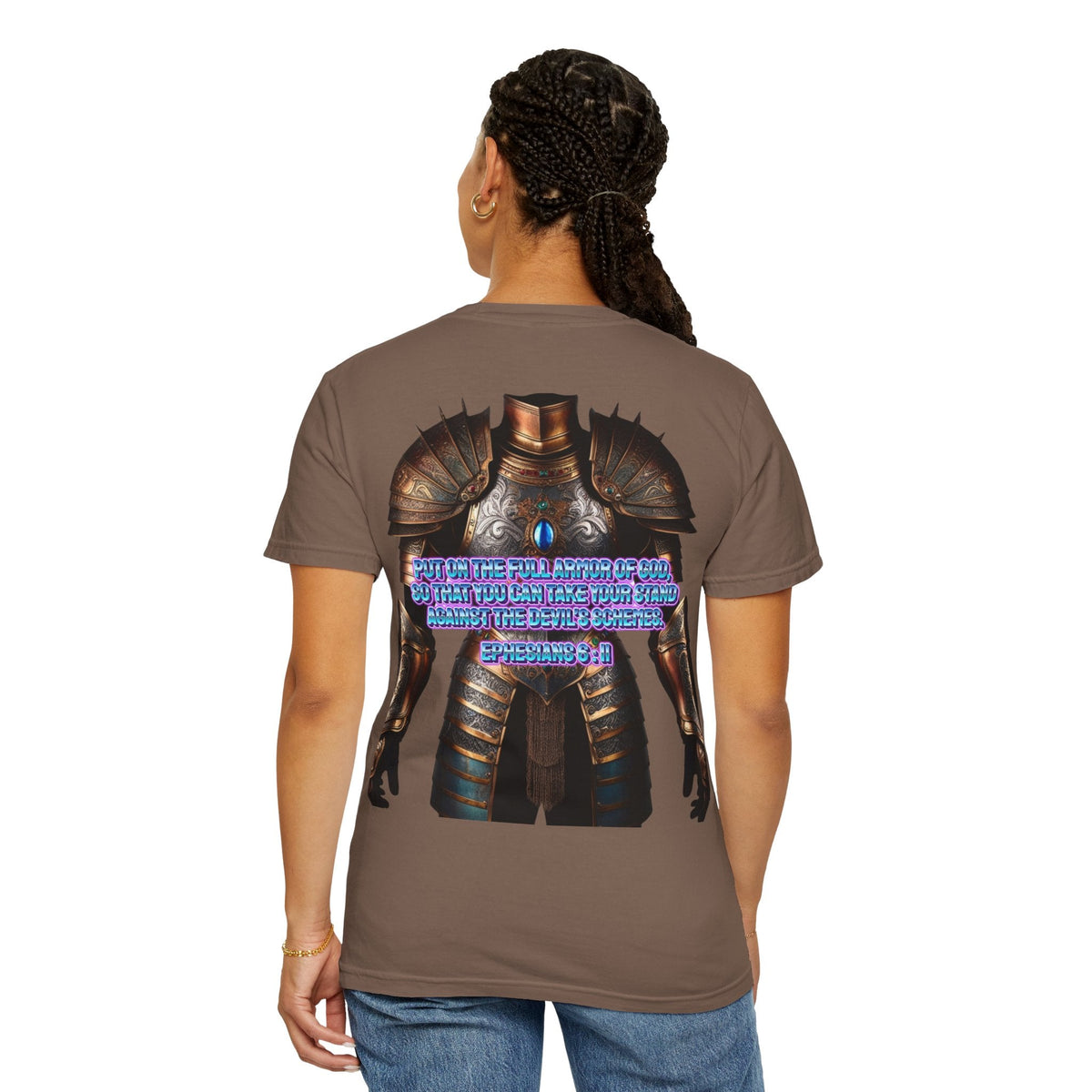 Religious Graphic Tee with Armor Of God Design - Unisex Garment-Dyed T-shirt Printify