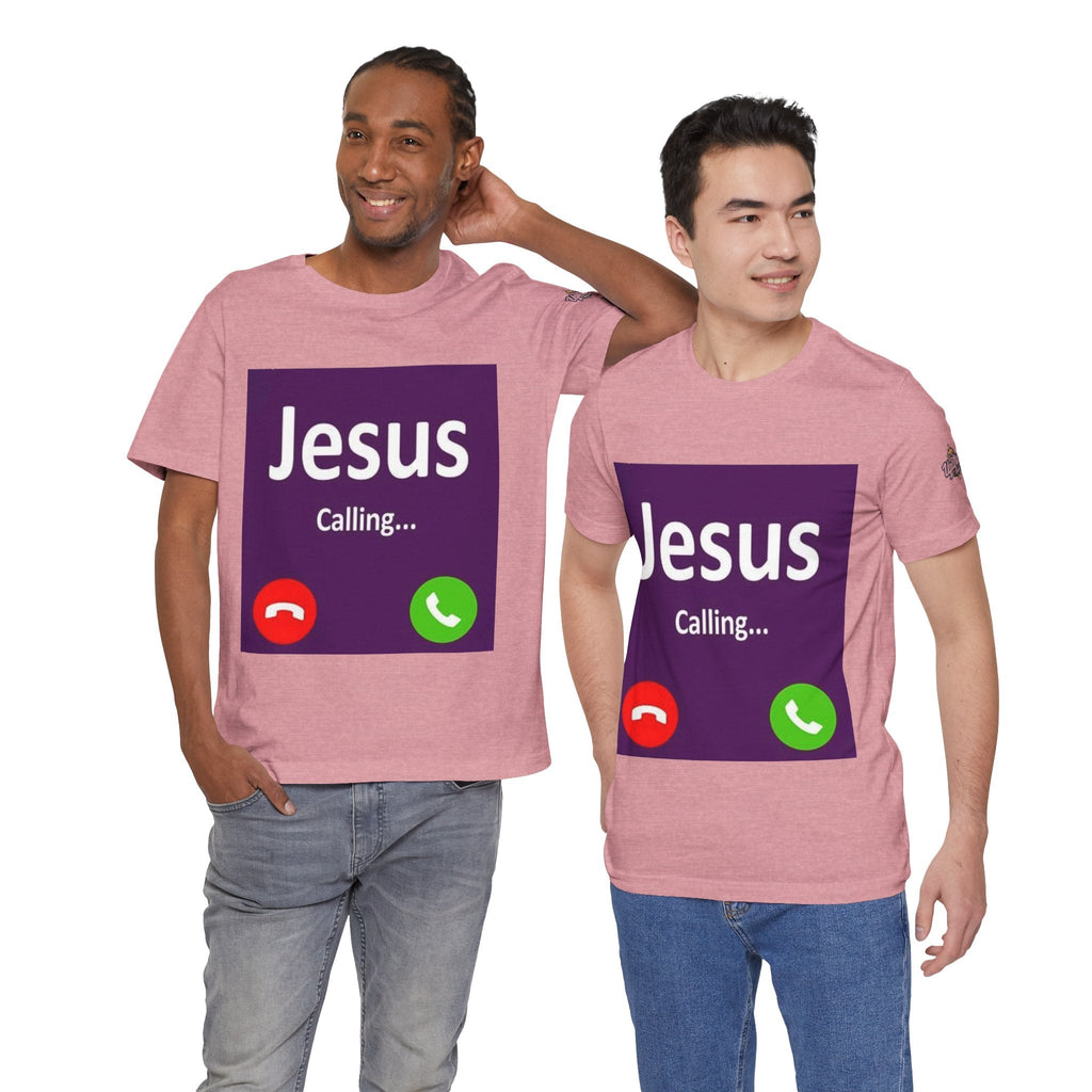Jesus Calling T-shirt – Funny Cell Phone Screen Christian T-shirt for Divine Connection & Faith Humor Printify