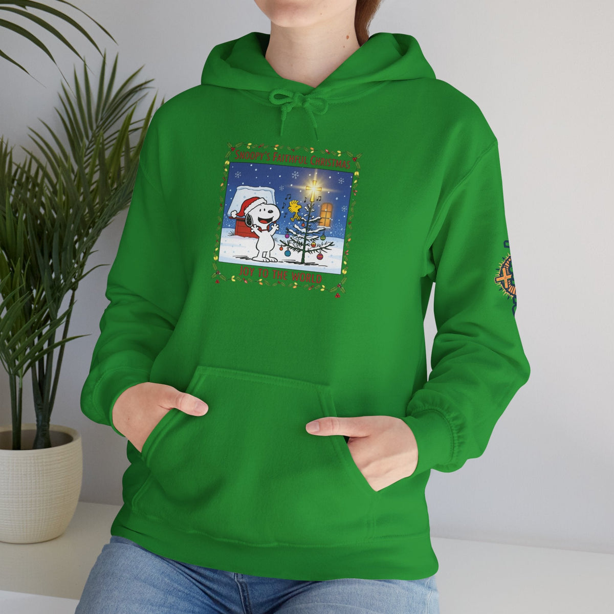 🎄 Faithful Christmas Friends – Christian Holiday Hoodie | Festive Tree & Cartoon Duo | Heartwarming Christmas Tee by Uplifted Gear Printify