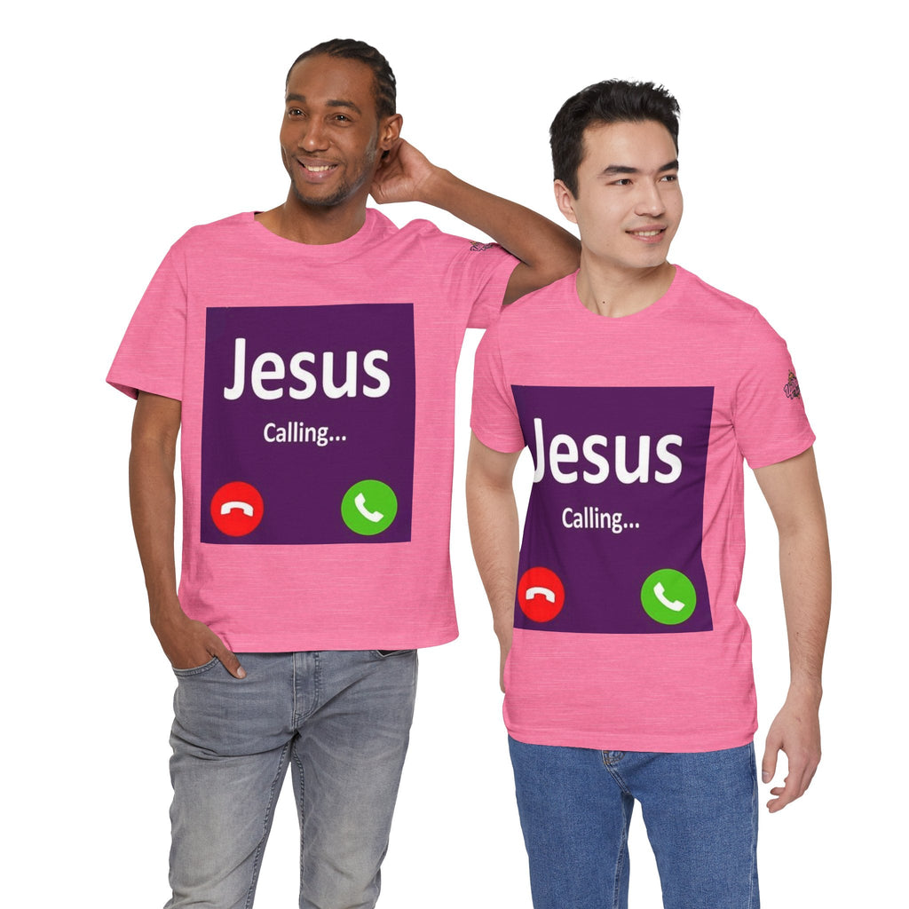 Jesus Calling T-shirt – Funny Cell Phone Screen Christian T-shirt for Divine Connection & Faith Humor Printify