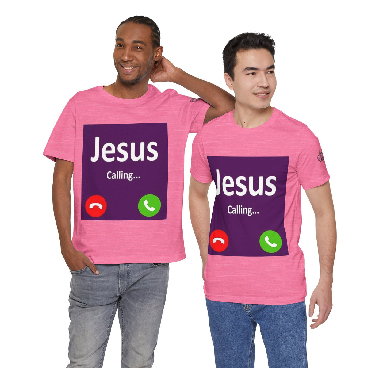 Jesus Calling T-shirt – Funny Cell Phone Screen Christian T-shirt for Divine Connection & Faith Humor Printify