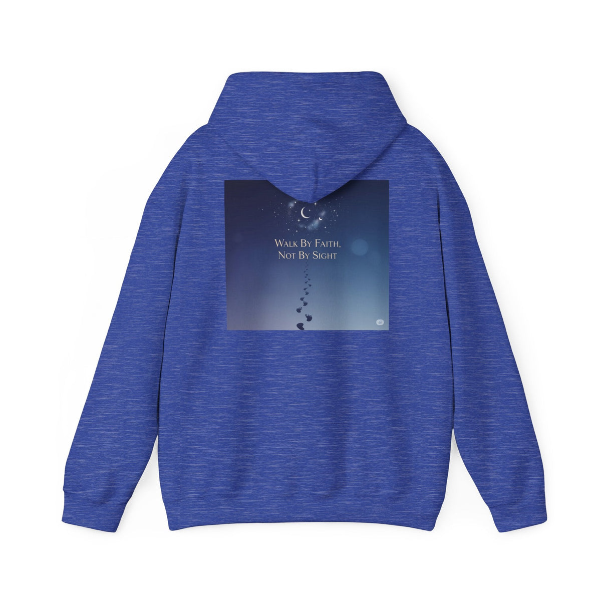 Walk by Faith, Not by Sight Hoodie – Moonlit Footprints Christian Hoodie for Cozy Nights Printify