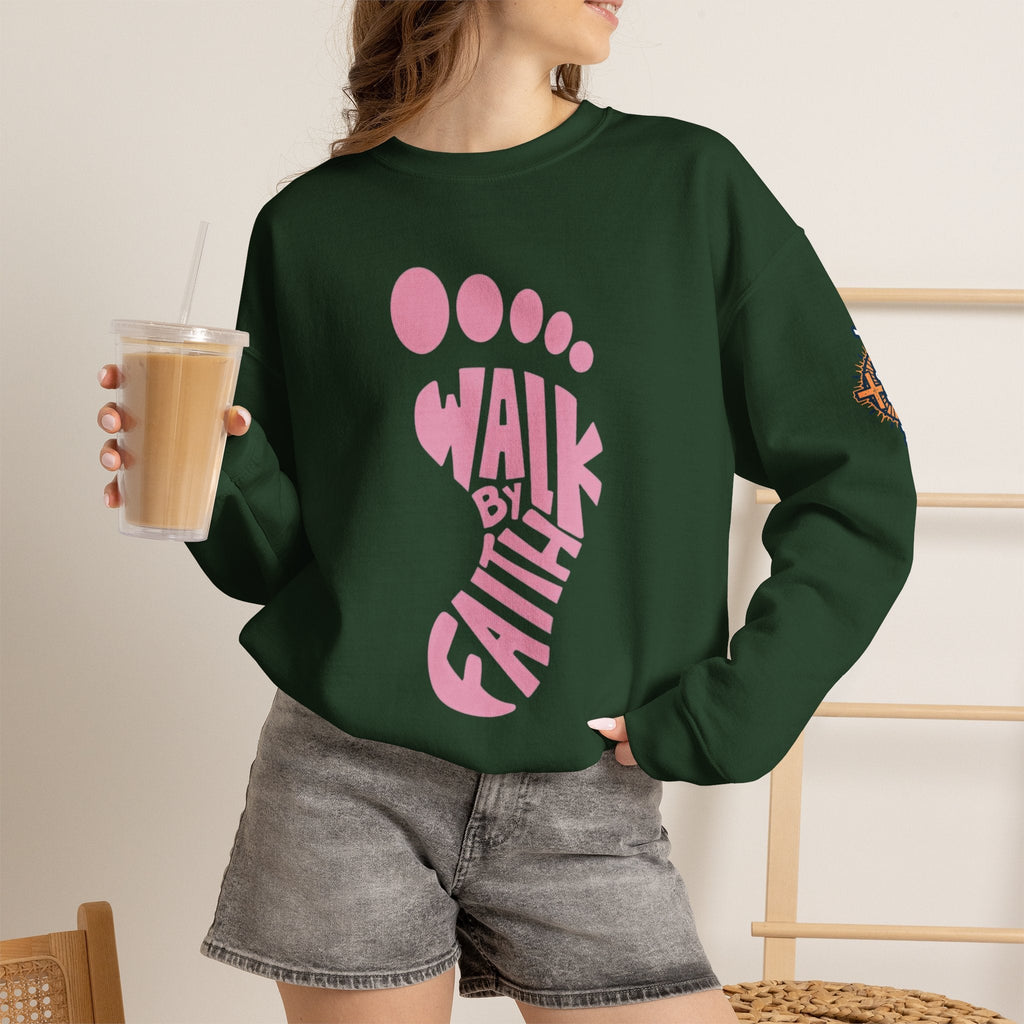 Walk By Faith Footprint Sweatshirt Printify