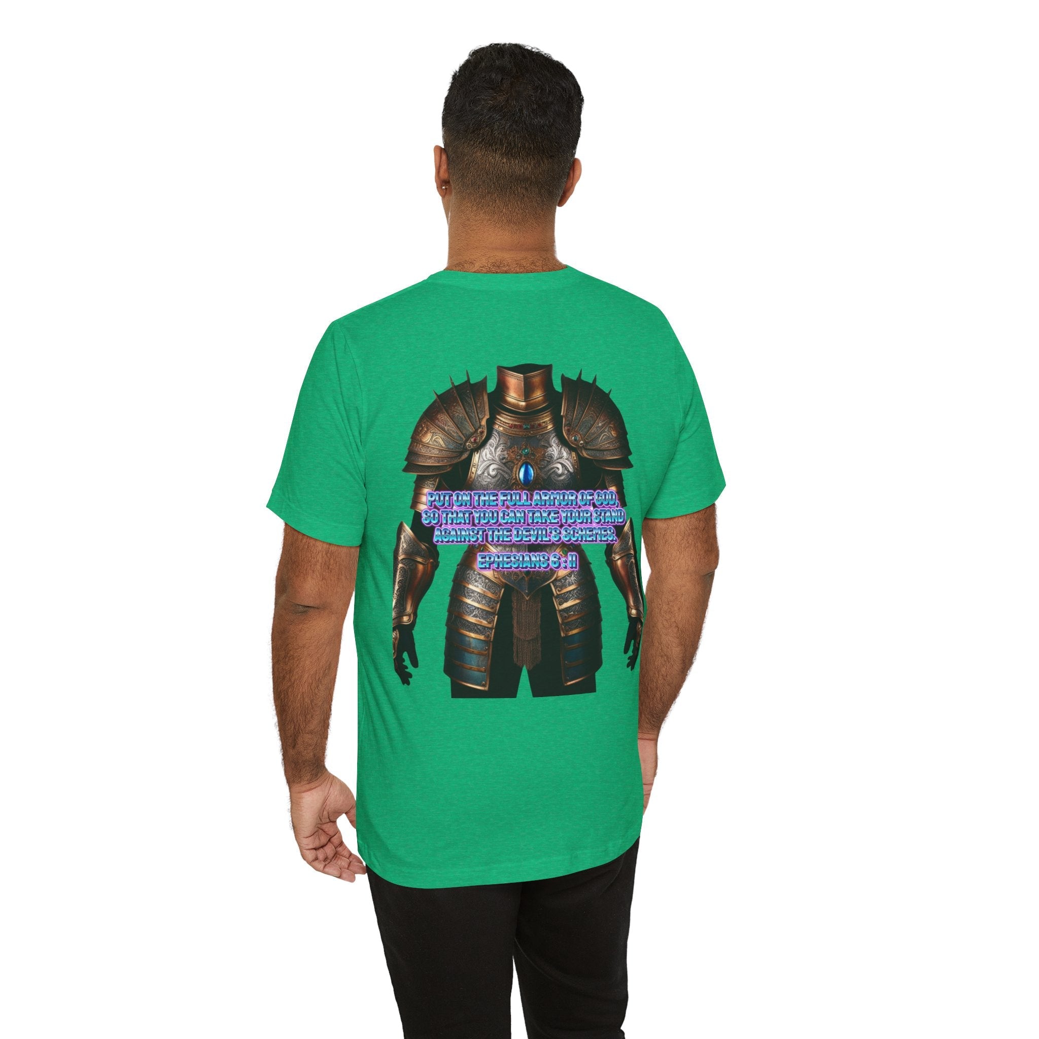 Religious Graphic Tee with Armor Of God Design Unisex Jersey Short Sleeve Tee Printify