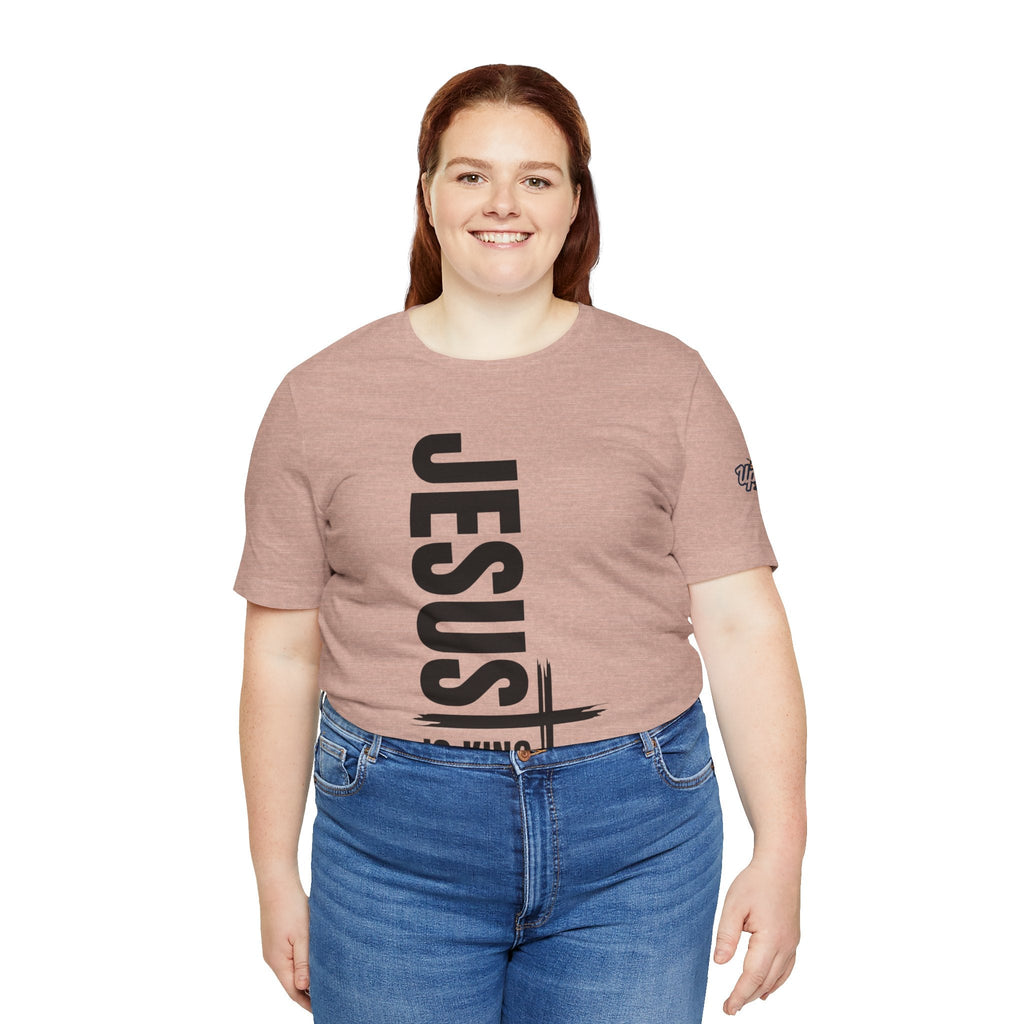Jesus Is King T-shirt | Modern Typographic Cross Christian T-shirt Printify
