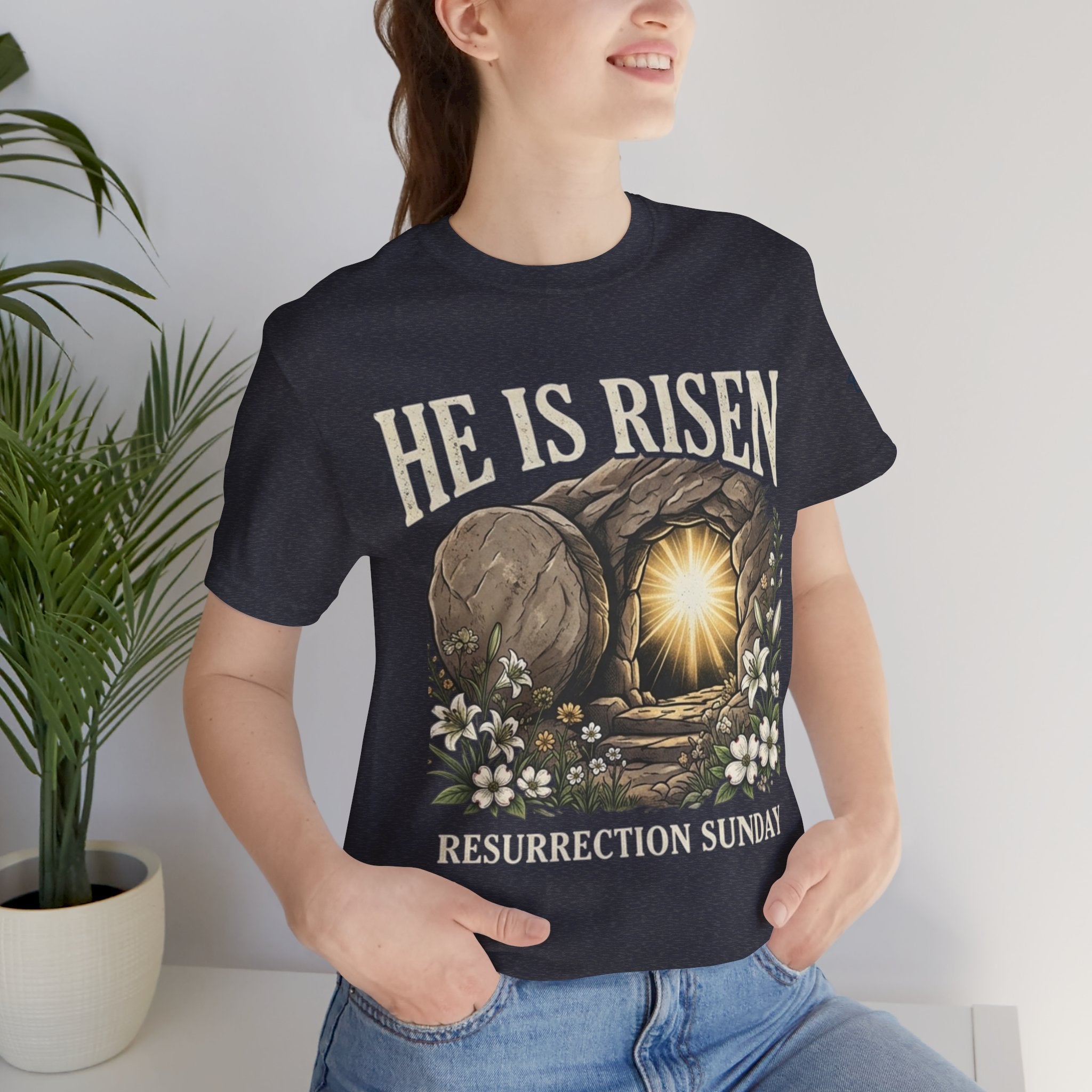 He Is Risen T-Shirt — Jesus Christ Resurrection Easter Tee Printify
