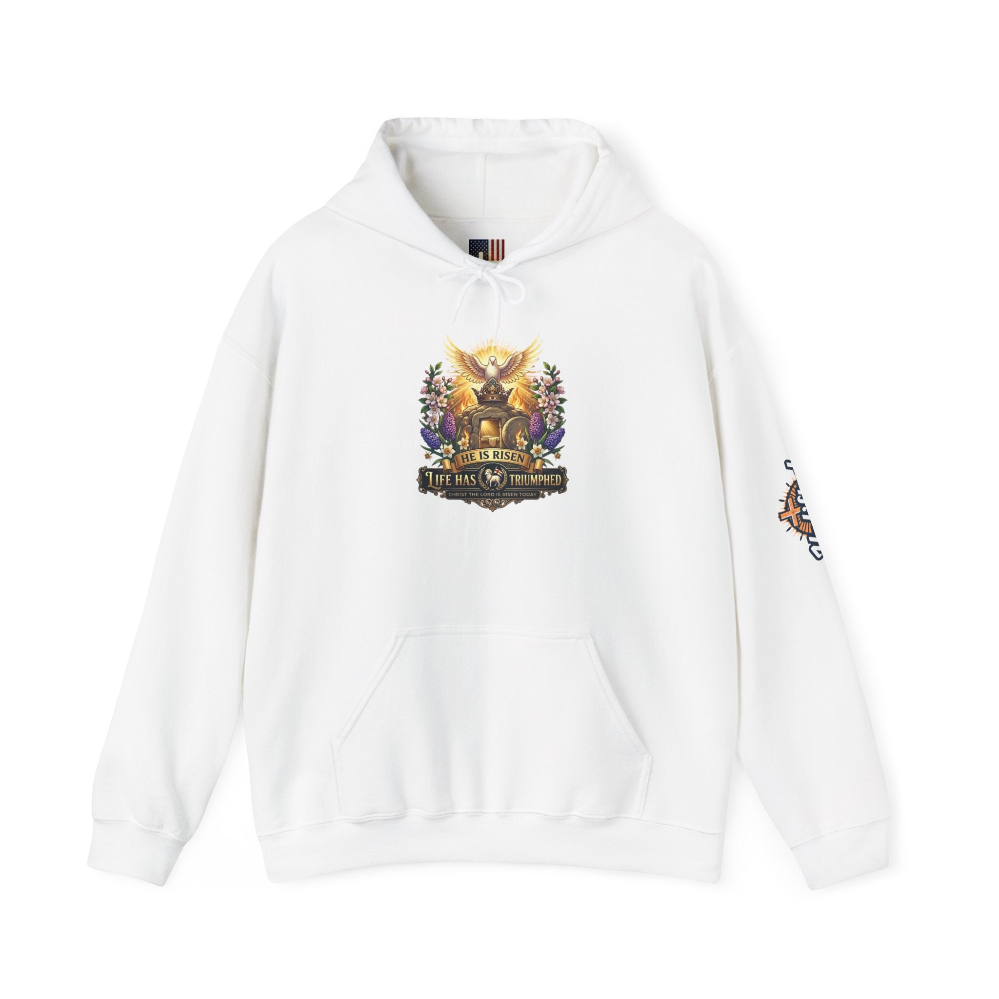 He Is Risen "Life Has Triumphed" Hoodie — Easter Resurrection Christian Hoodie Printify