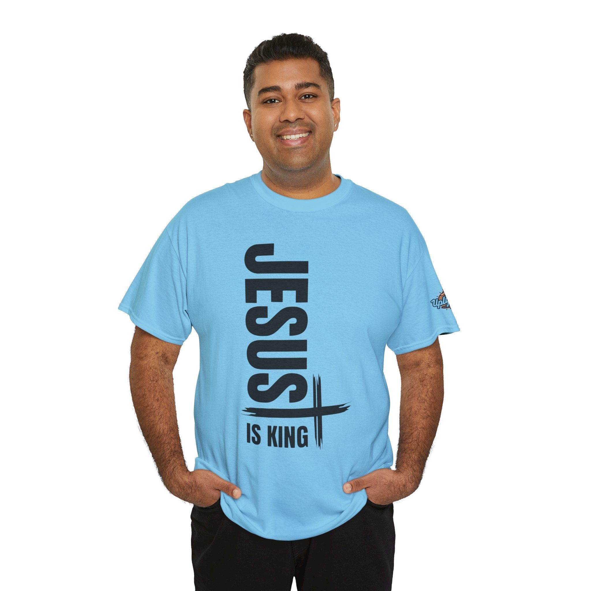 Jesus Is King T-shirt | Modern Typographic Cross Christian T-shirt Printify