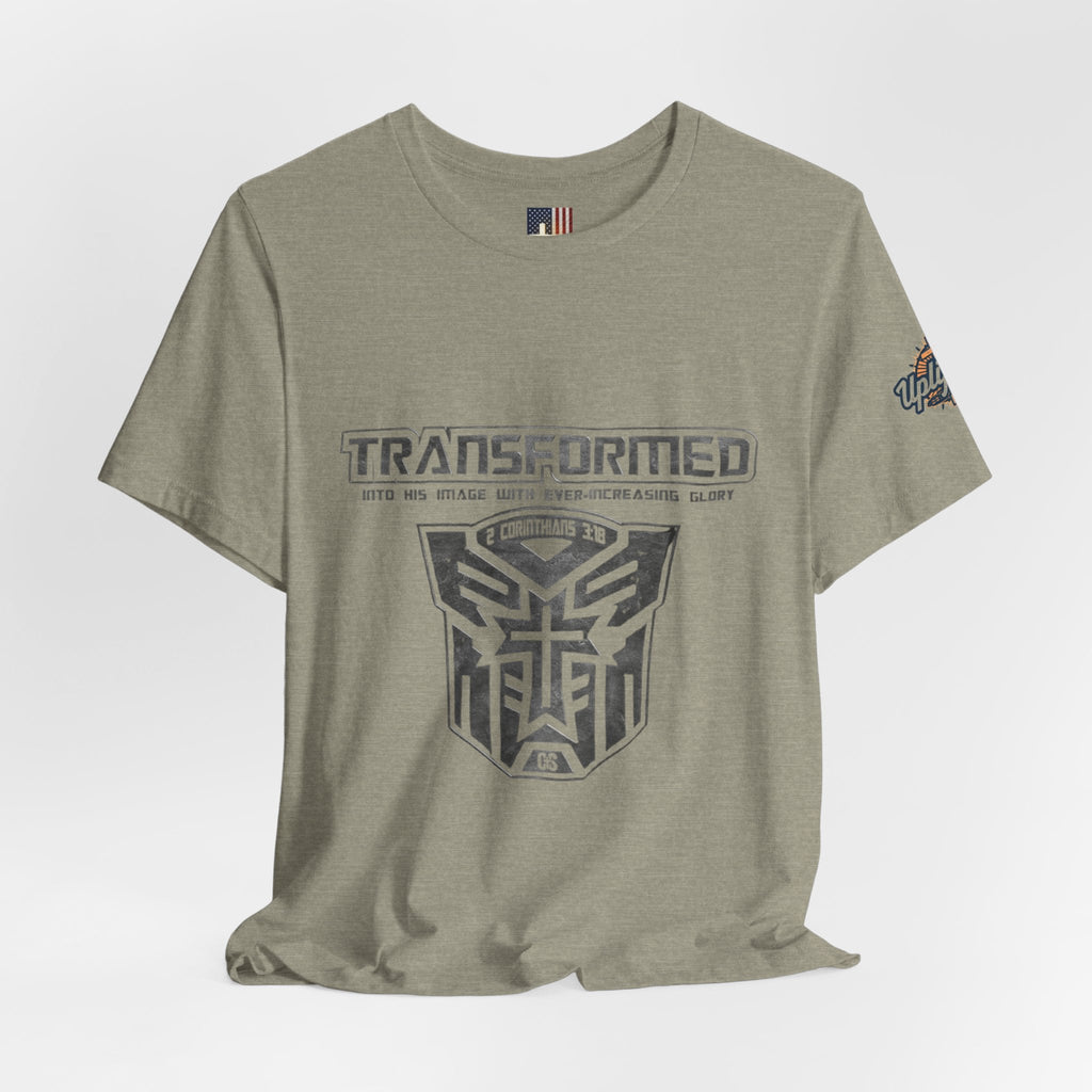 Transformer Logo Christian T-shirt | 2 Corinthians 3:18 Bible Verse T-shirt Printify
