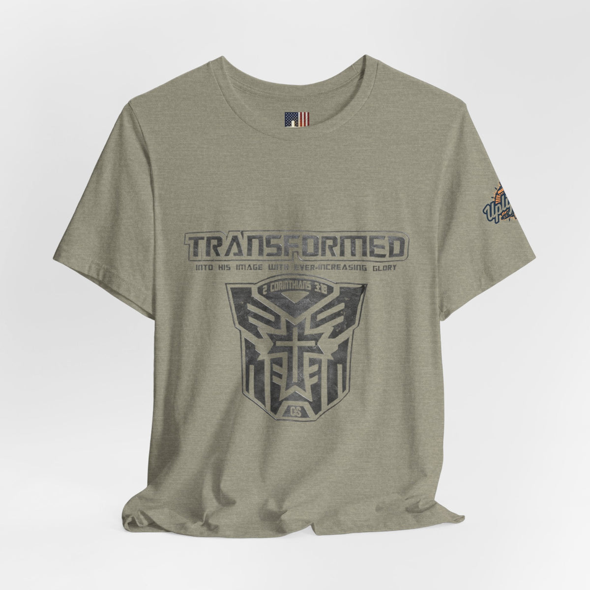 Transformer Logo Christian T-shirt | 2 Corinthians 3:18 Bible Verse T-shirt Printify