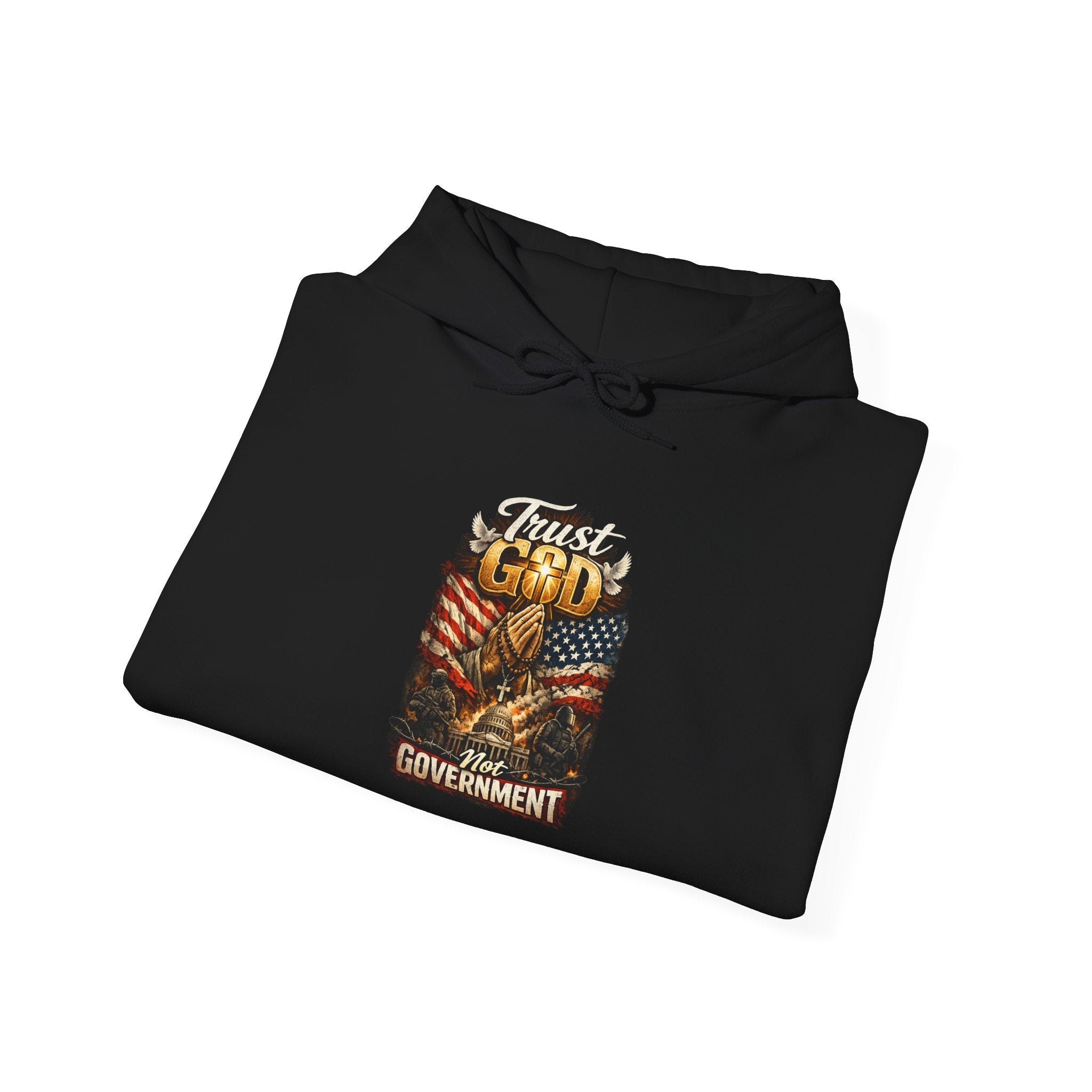 Trust God Not Government Hoodie — Vintage Patriotic Christian Hoodie Printify