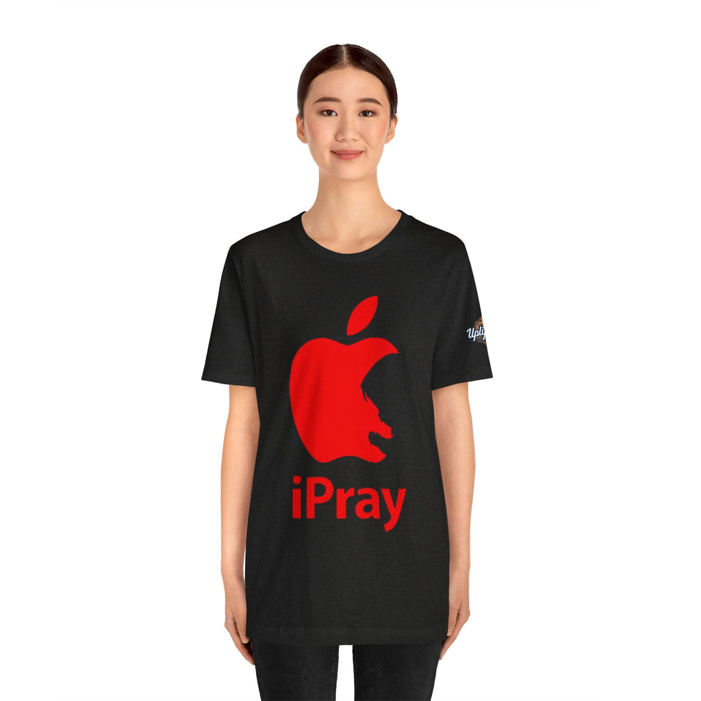 iPray Red Apple Christian T-Shirt — Faith Graphic Tee Printify
