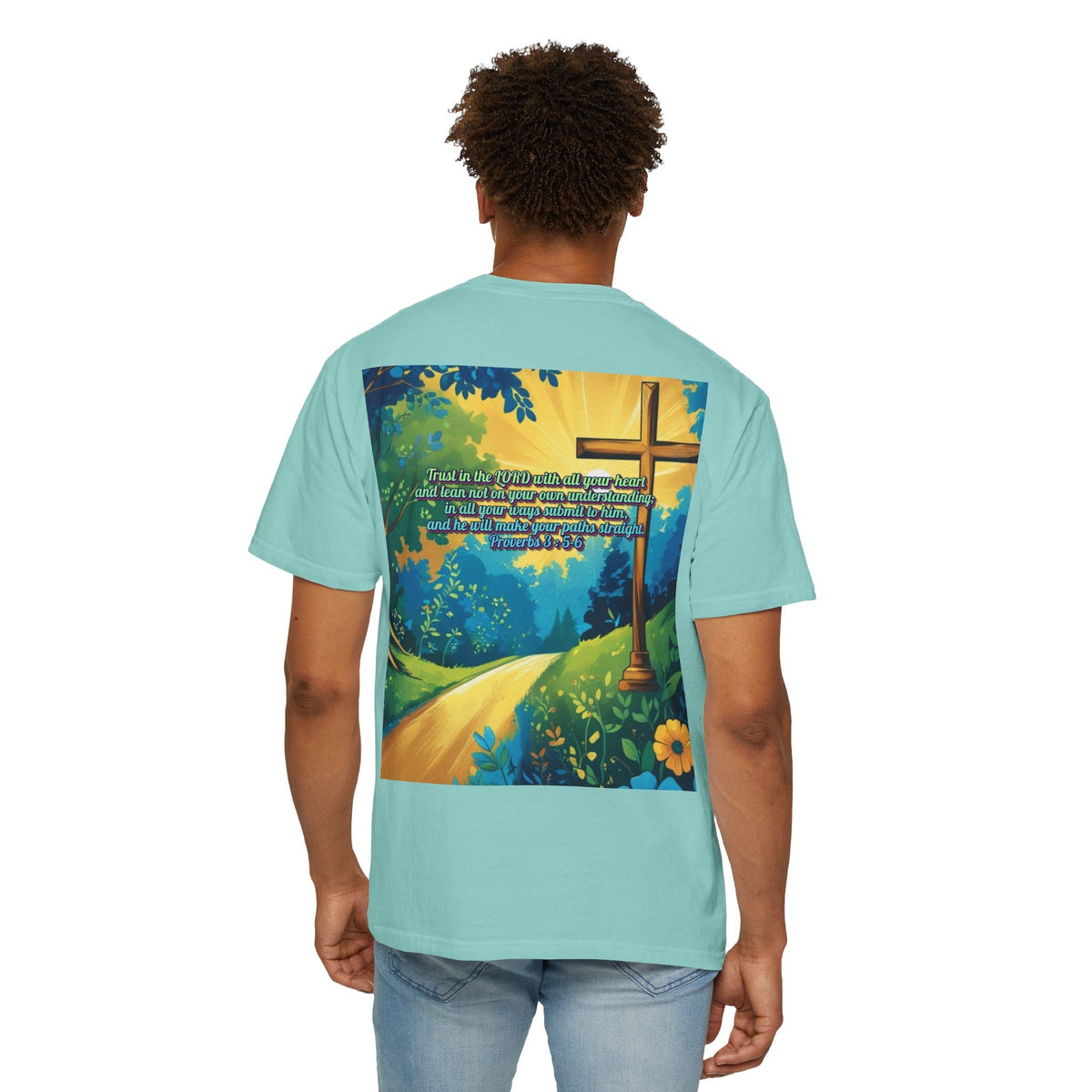Trust in The Lord Proverbs 3:5-6 Biblical Design Unisex Garment-Dyed T-shirt Printify