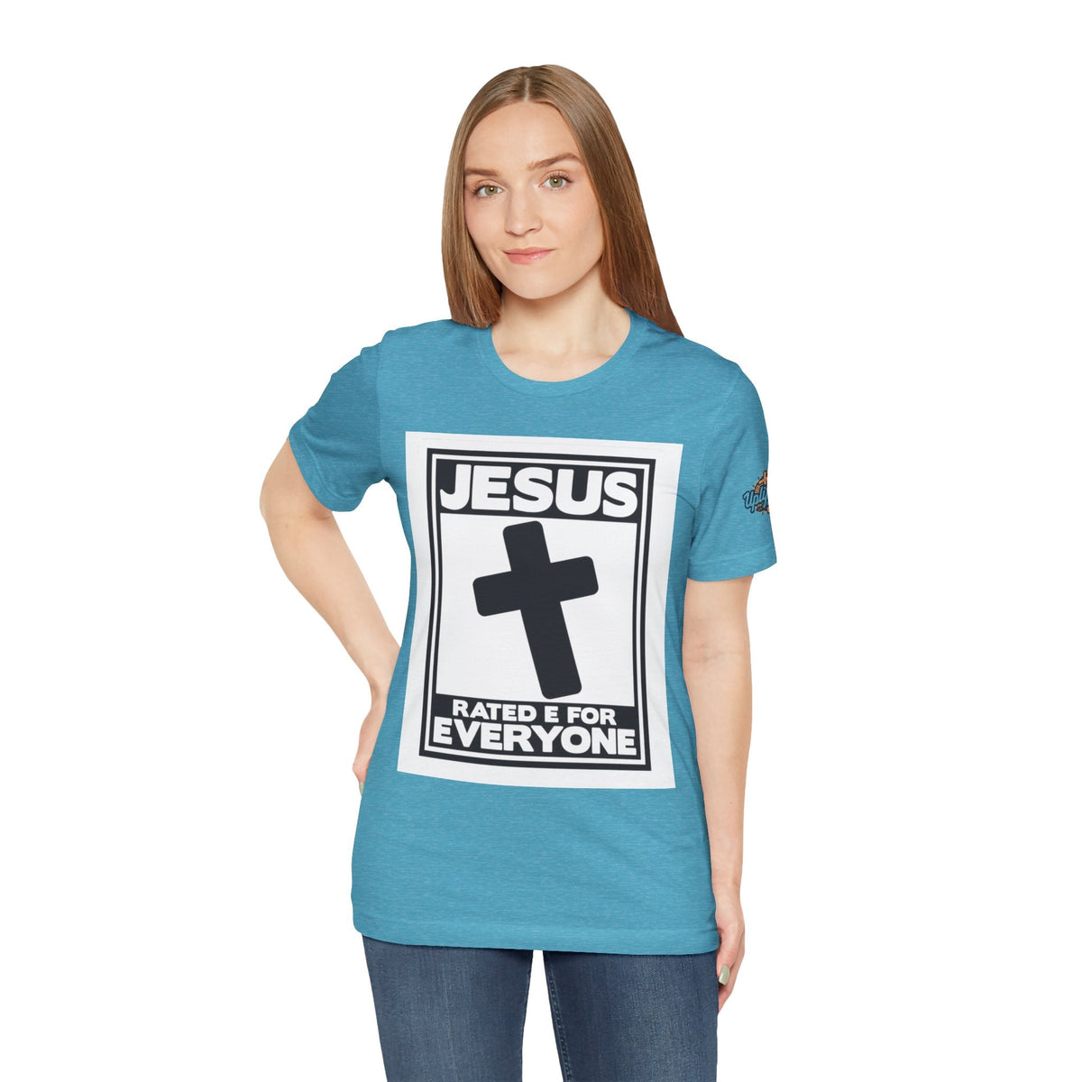 Jesus, Rated E for Everyone T-shirt - Gamer Faith T-shirt - Christian Video Game Parody Printify