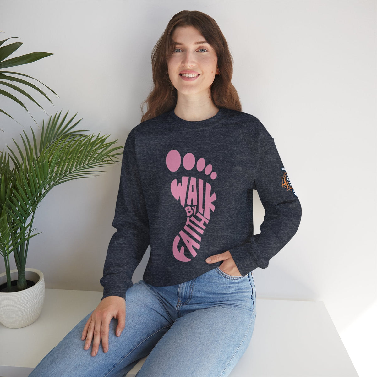 Walk By Faith Footprint Sweatshirt Printify