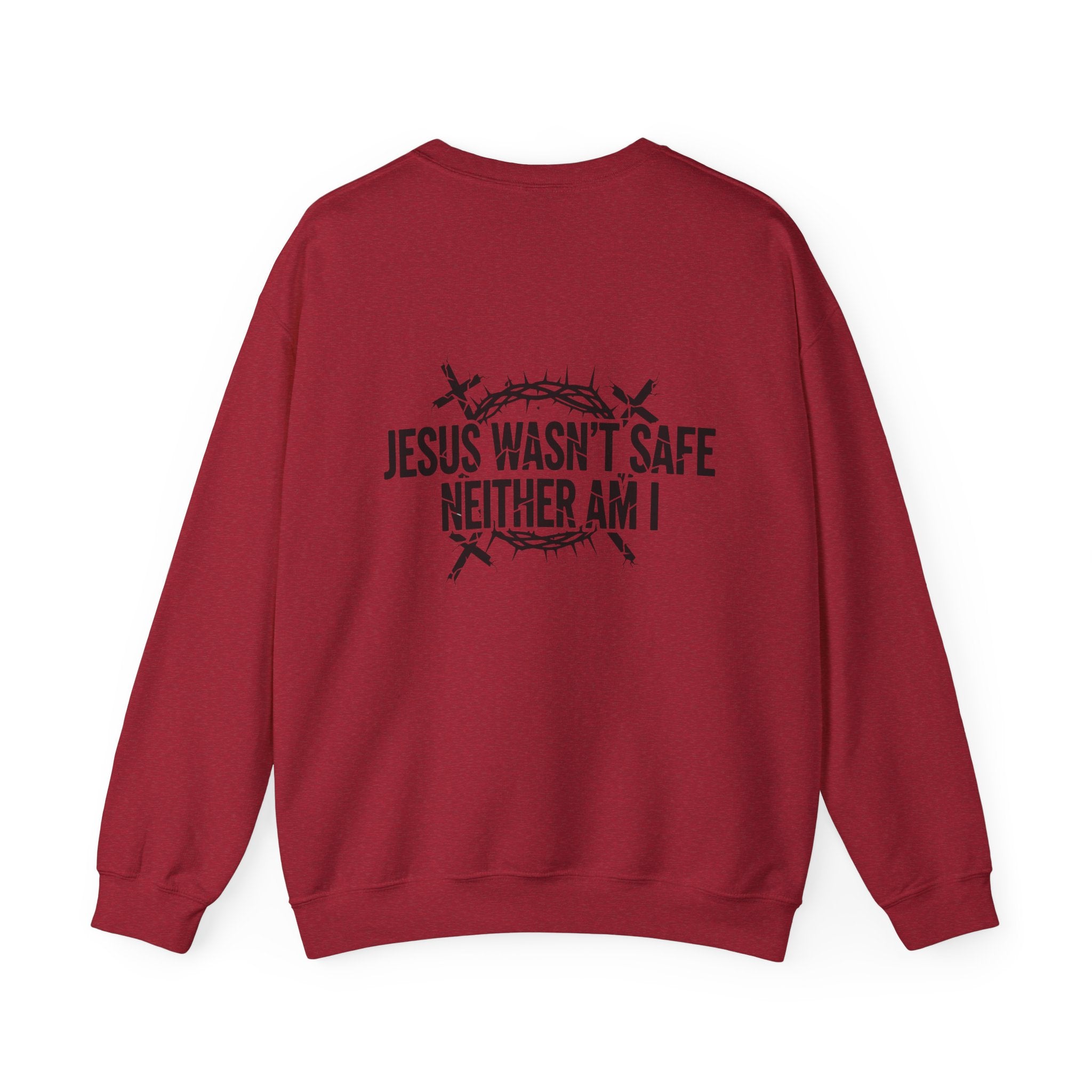 ⚡ Jesus Wasn’t Safe – Neither Am I | Bold Christian Sweatshirt | Storm-Walking Faith Tee | Minimalist Black & White Design | Uplifted Gear Printify