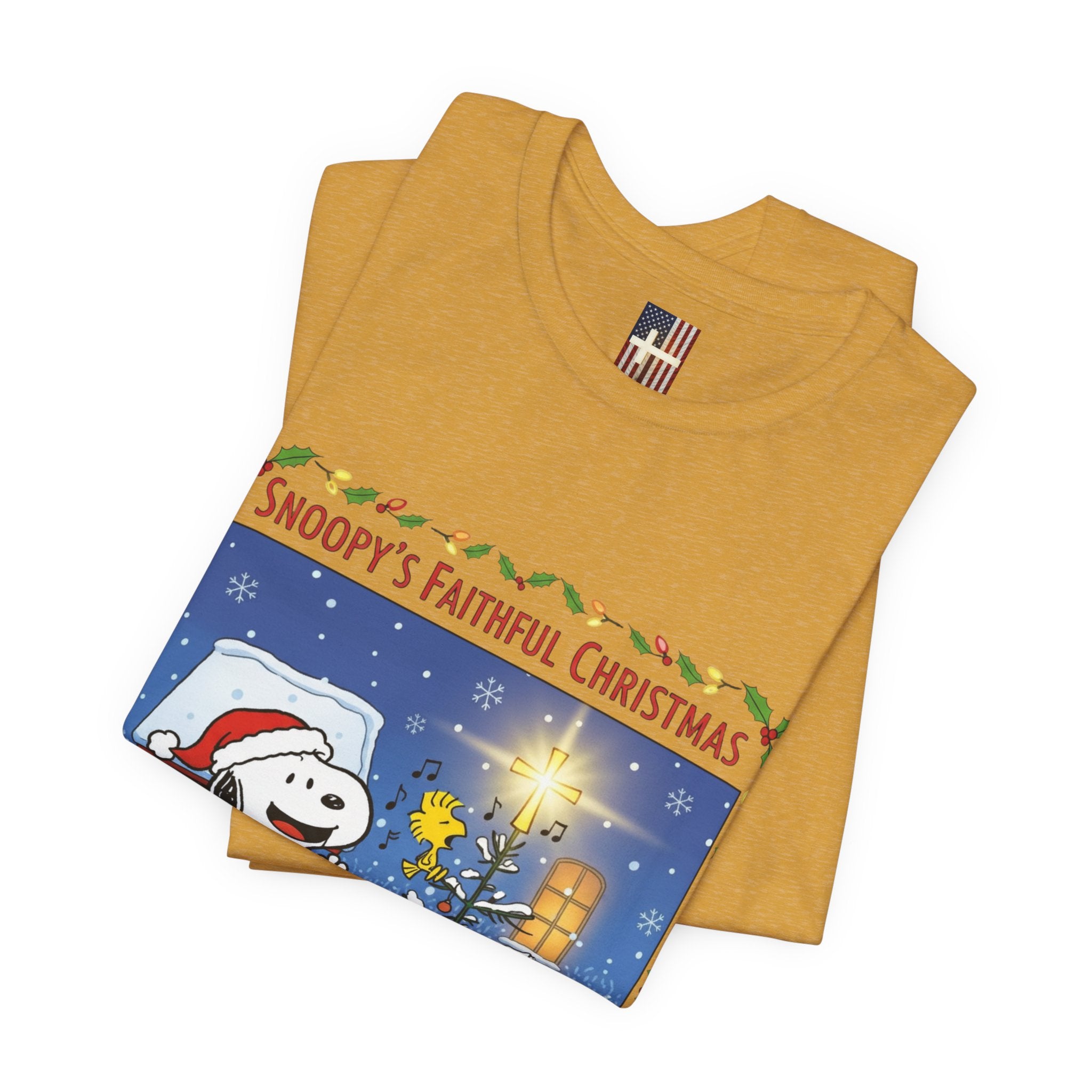 🎄 Faithful Christmas Friends – Christian Holiday T-Shirt | Festive Tree & Cartoon Duo | Heartwarming Christmas Tee by Uplifted Gear Printify
