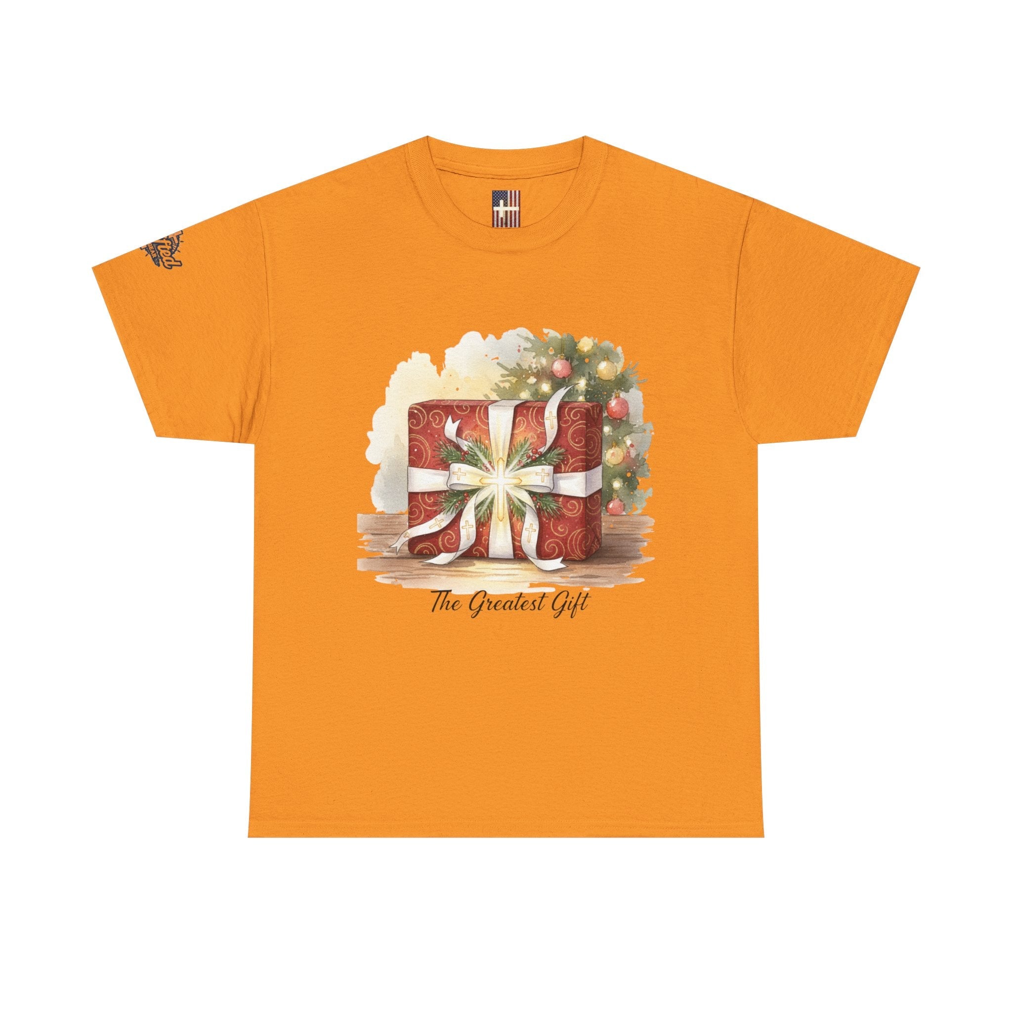 The Greatest Gift T-shirt – Cross Bow Present Christian T-shirt for Christmas Salvation & Eternal Faith Printify