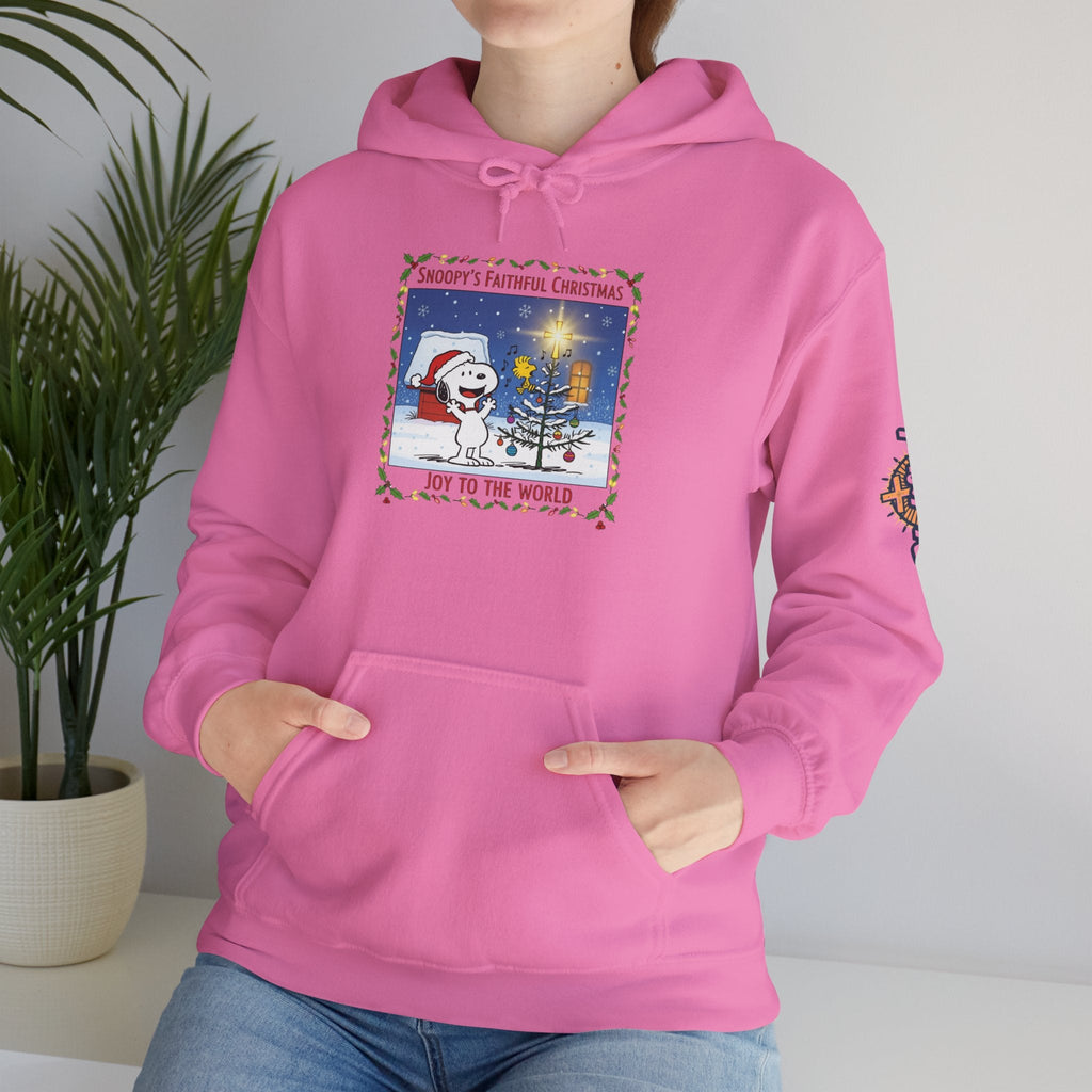 🎄 Faithful Christmas Friends – Christian Holiday Hoodie | Festive Tree & Cartoon Duo | Heartwarming Christmas Tee by Uplifted Gear Printify