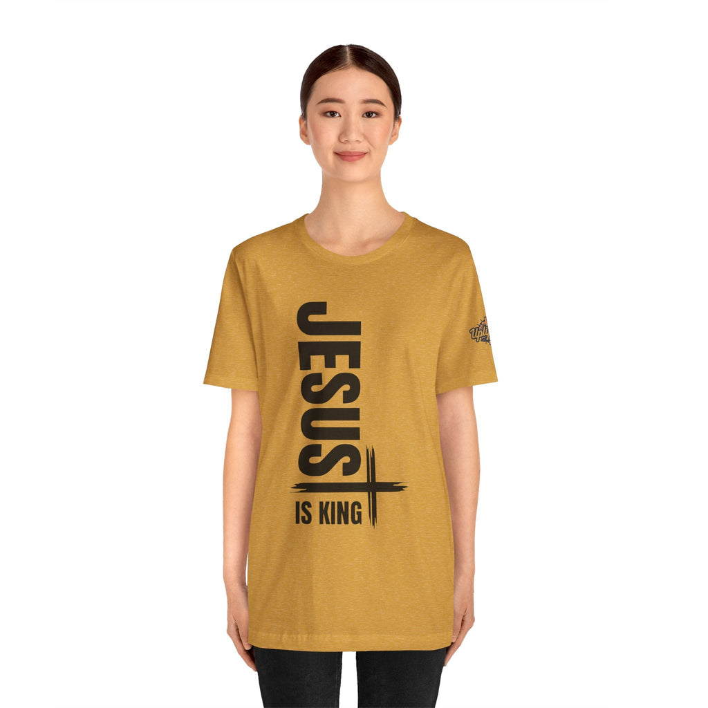 Jesus Is King T-shirt | Modern Typographic Cross Christian T-shirt Printify