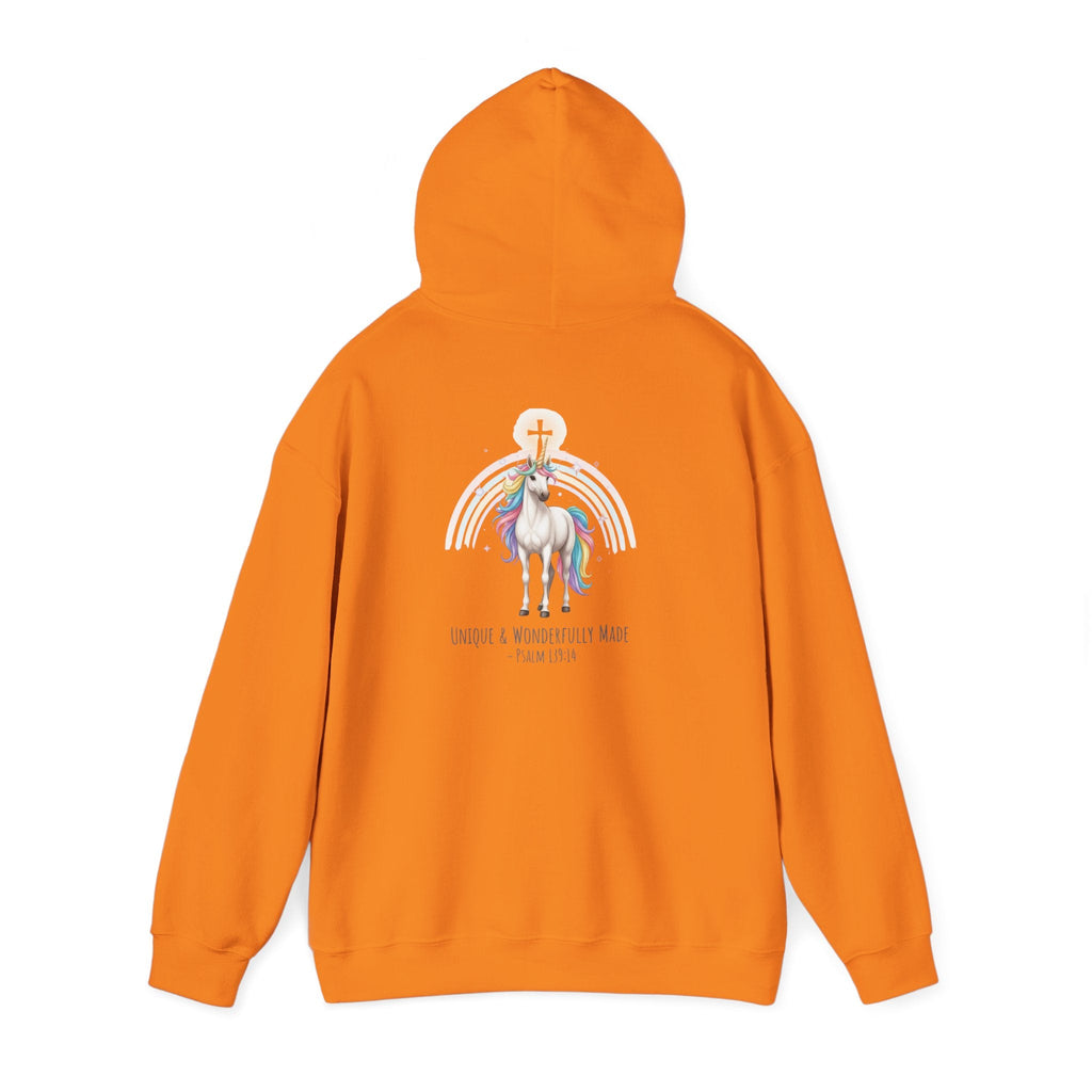 Unique Unicorn Hoodie – Rainbow Cross Psalm 139:14 Christian Hoodie for Wonderfully Made Printify