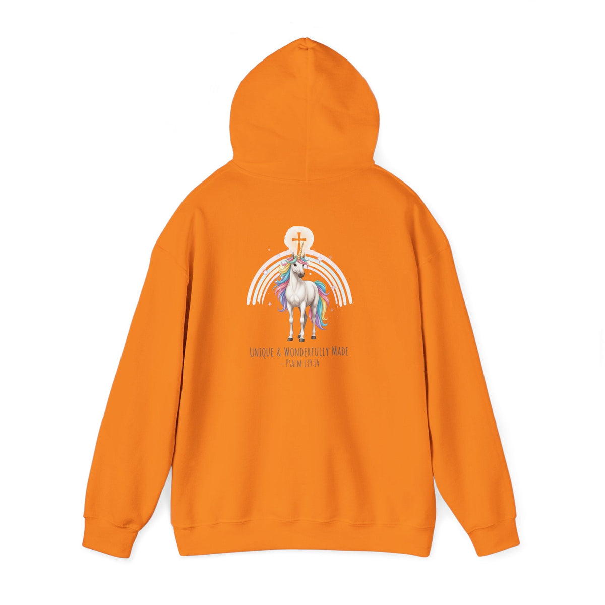 Unique Unicorn Hoodie – Rainbow Cross Psalm 139:14 Christian Hoodie for Wonderfully Made Printify