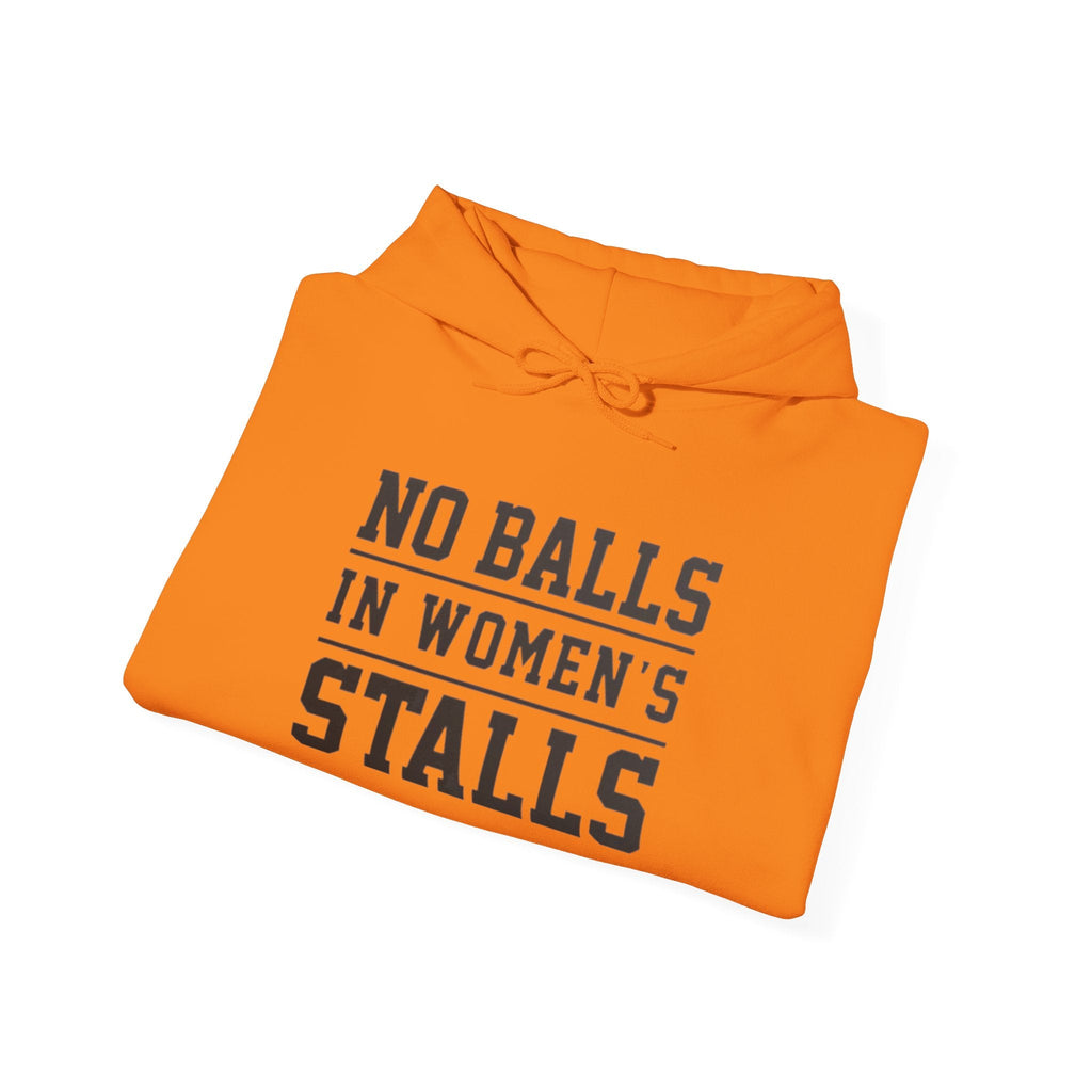 "No Balls in Women's Stalls" Statement Hoodie — Protest Sweatshirt Printify
