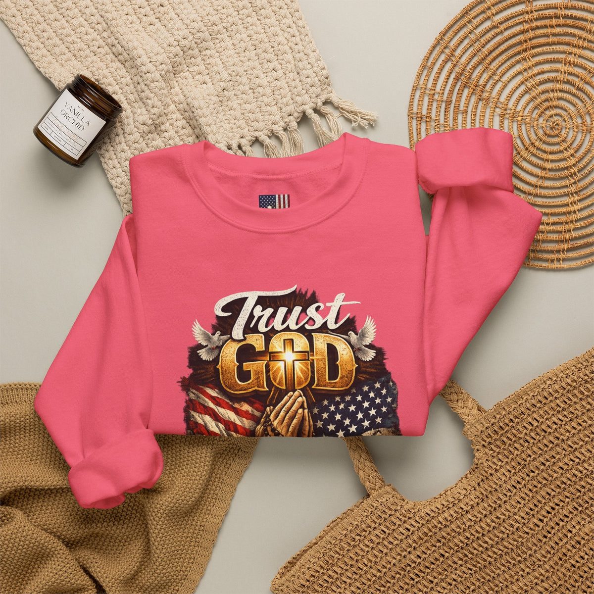 Trust God Not Government Sweatshirt — Vintage Patriotic Christian Sweatshirt Printify
