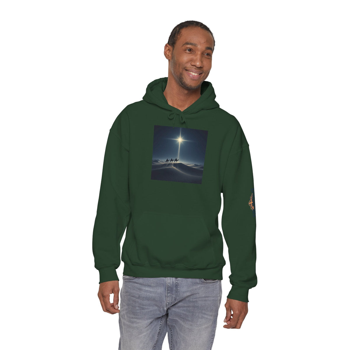 3 Wise Men Hoodie – Magi Camels Nativity Journey Christian Christmas Sweatshirt for Epiphany Faith & Holy Night Printify