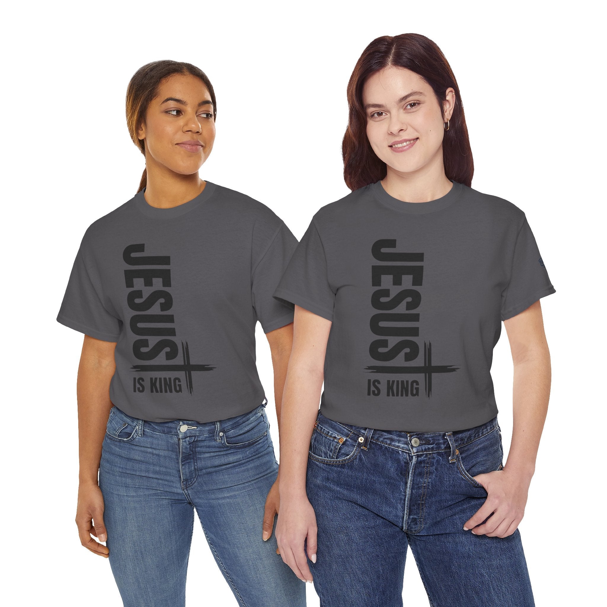 Jesus Is King T-shirt | Modern Typographic Cross Christian T-shirt Printify
