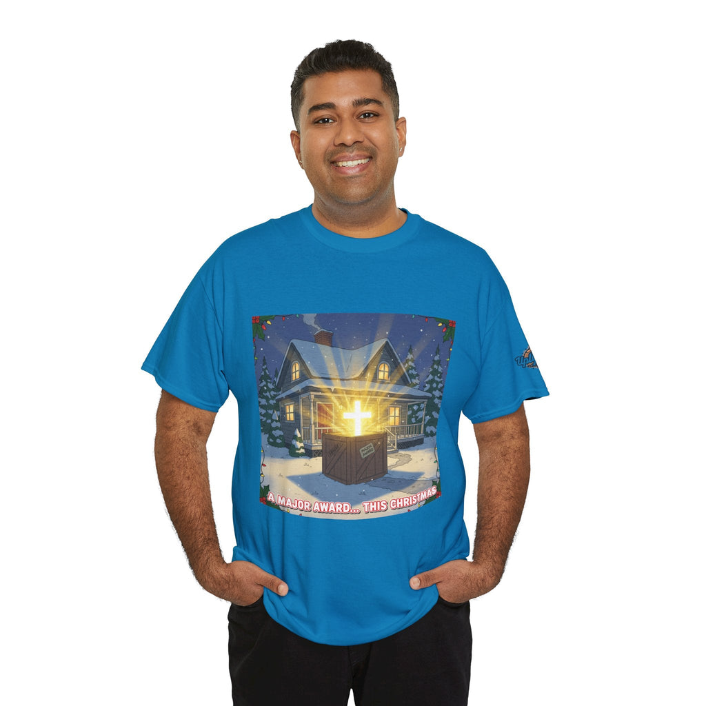 A Major Award This Christmas T-shirt – Fragile Leg Lamp Parody Cross Unboxing Christian T-shirt for Hilarious Faith & Holiday Glow Printify